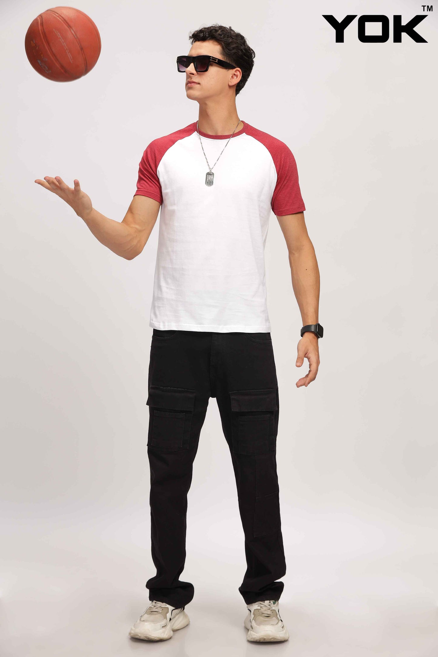  Red & White Raglan Sleeve T Shirt