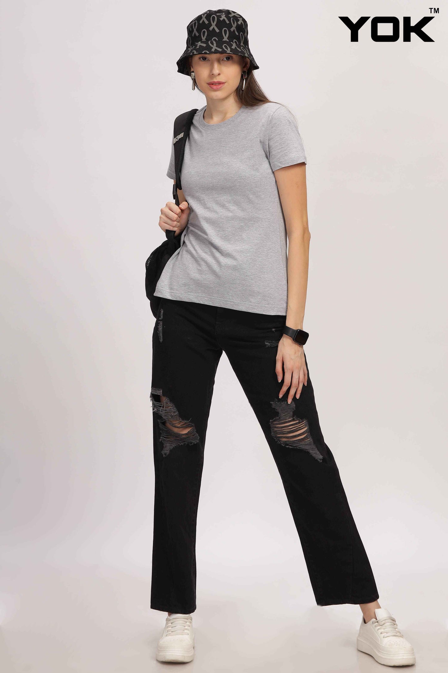 Plain Grey T-Shirt for Women 