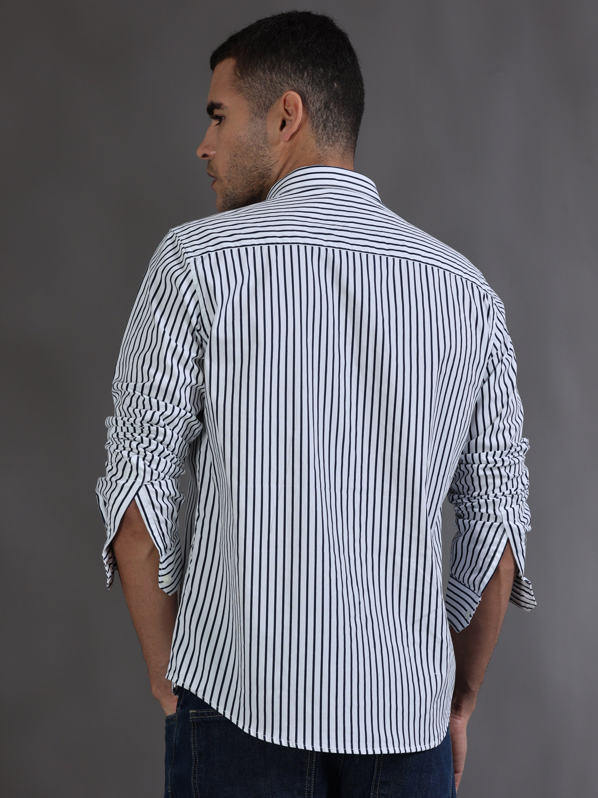 White and Black Checks Shirt for Men