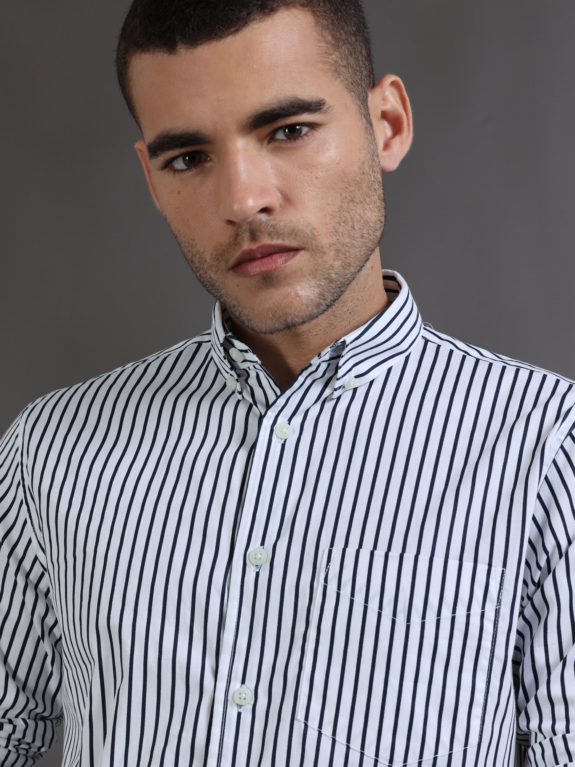 White and Black Checks Shirt for Men