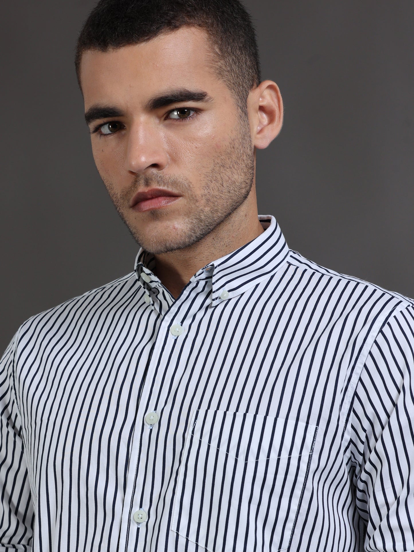 White and Black Checks Shirt for Men