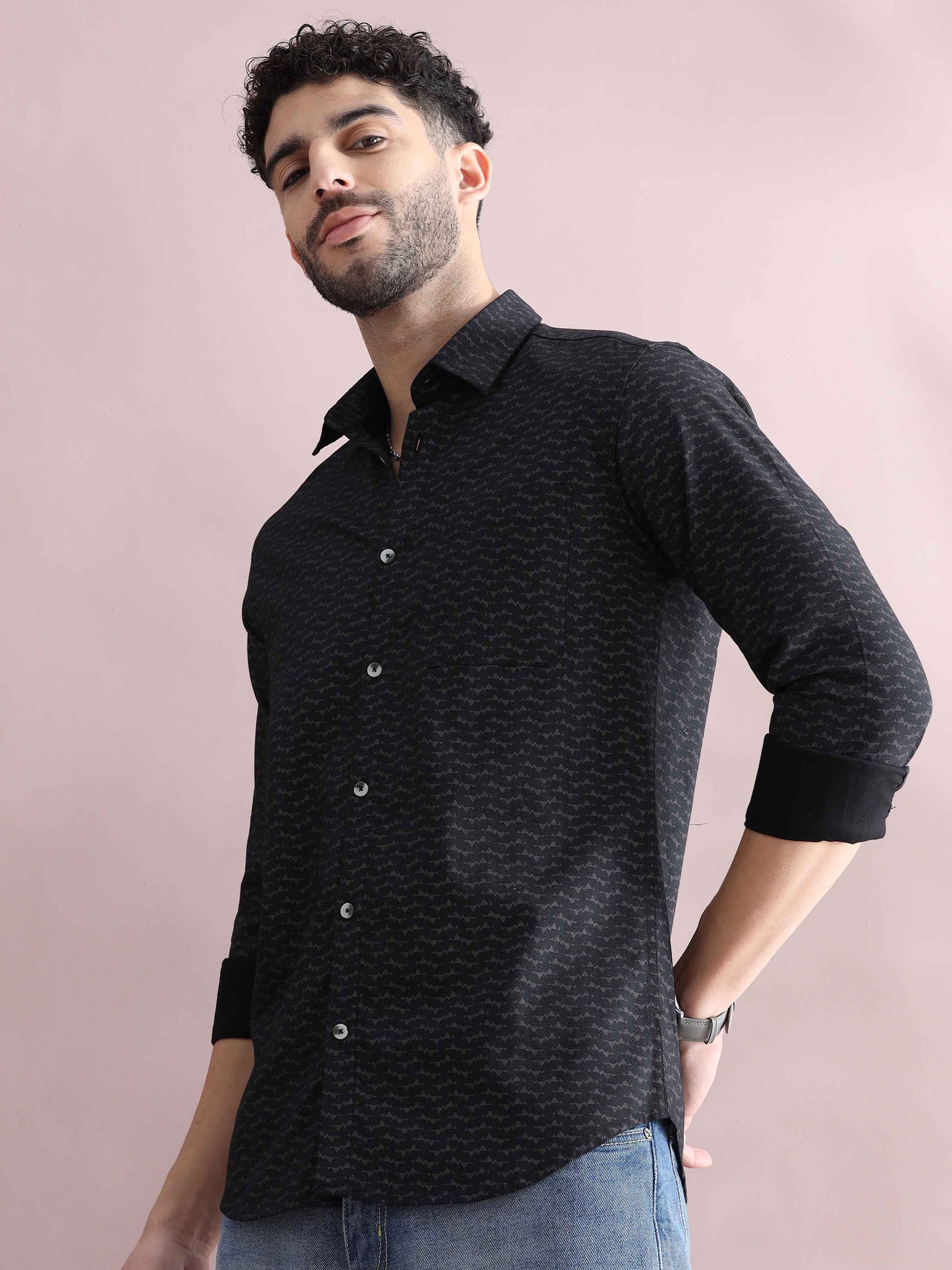 Grey Printed Shirt for Men