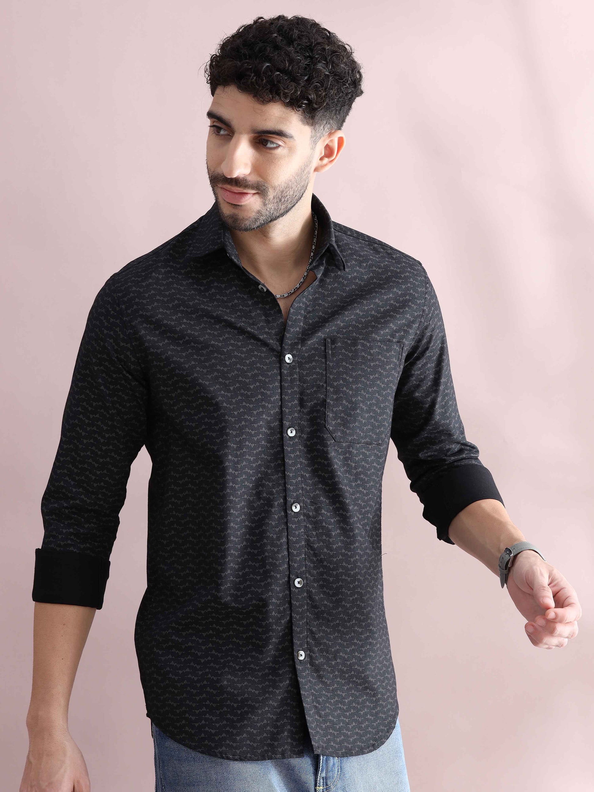 Grey Printed Shirt for Men