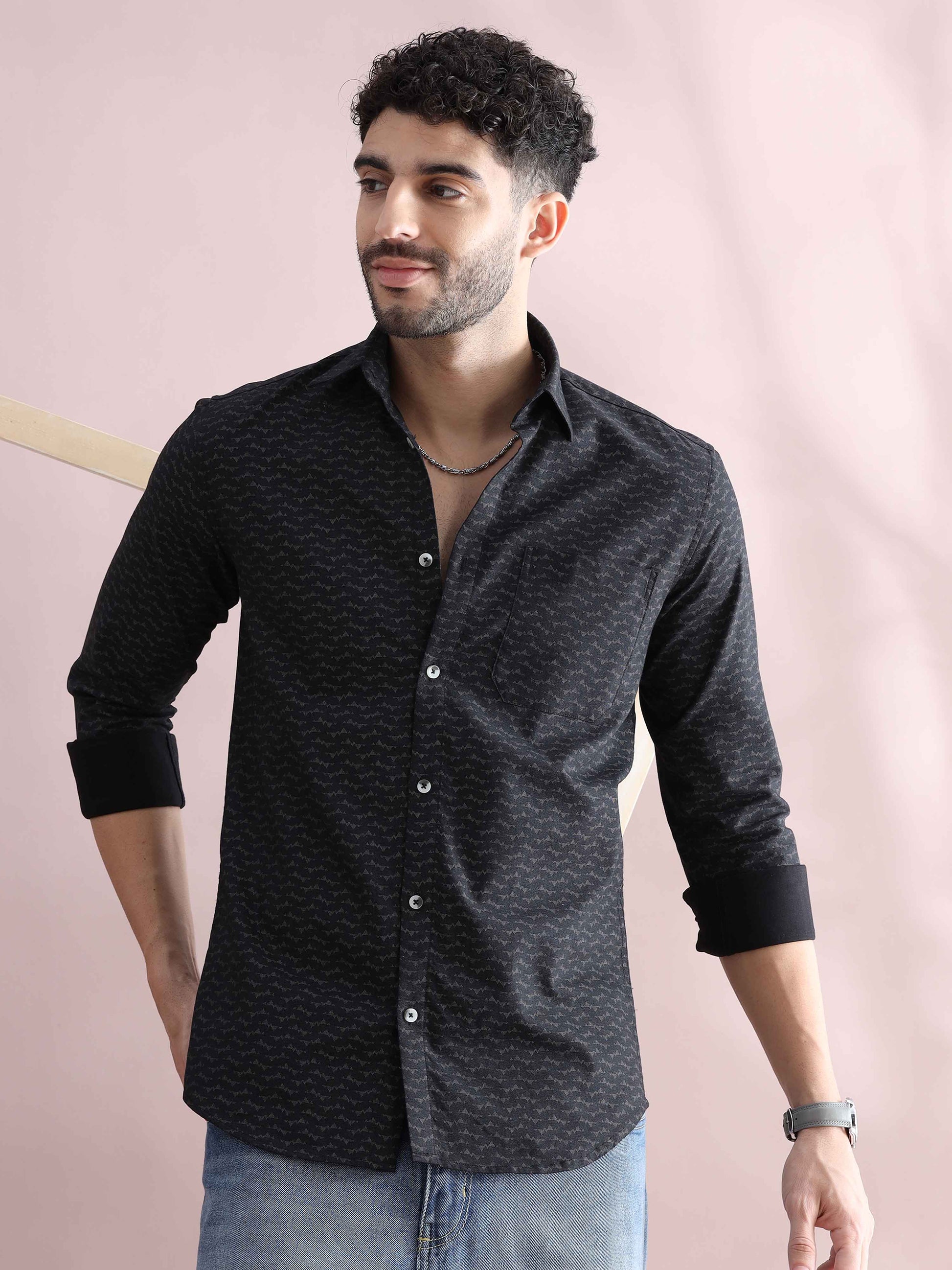 Grey Printed Shirt for Men