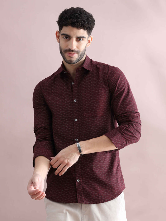 Brown Printed Shirt for Men