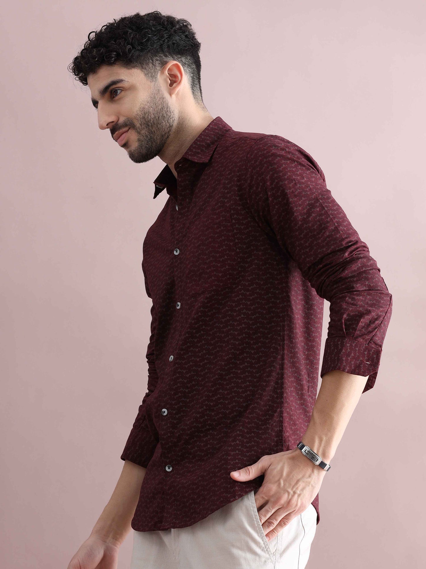 Brown Printed Shirt for Men