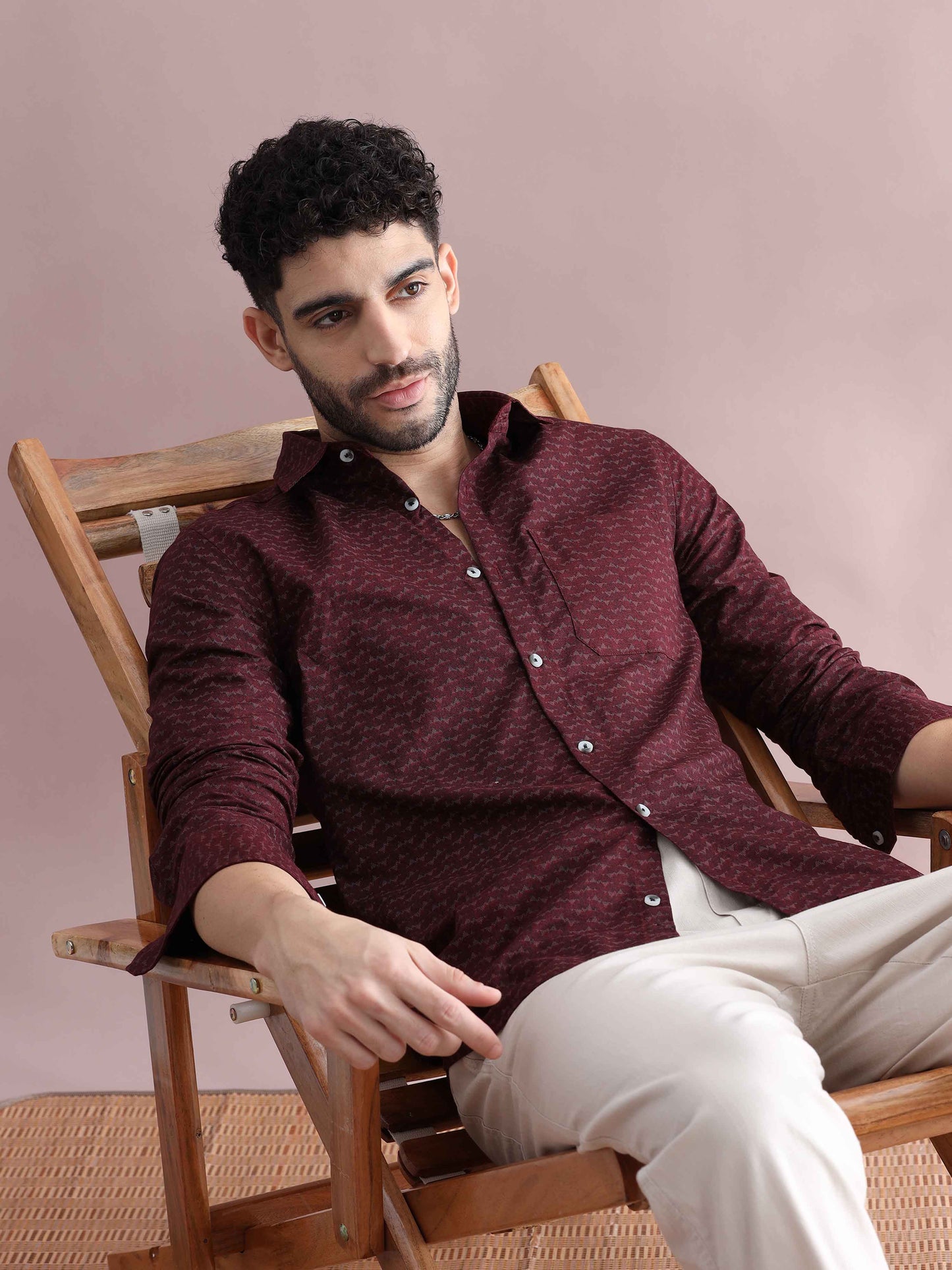 Brown Printed Shirt for Men