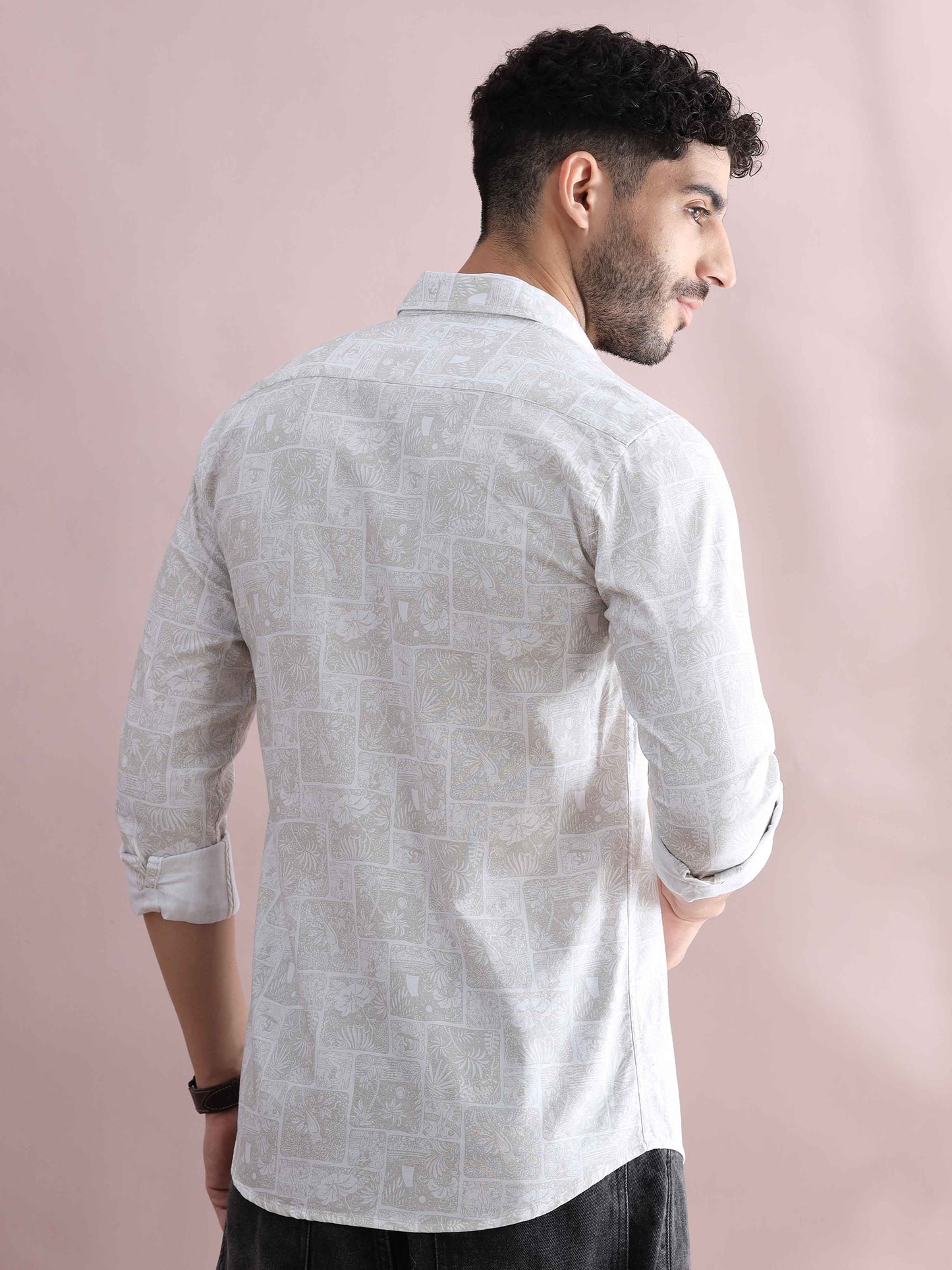  White Printed Shirt for Men