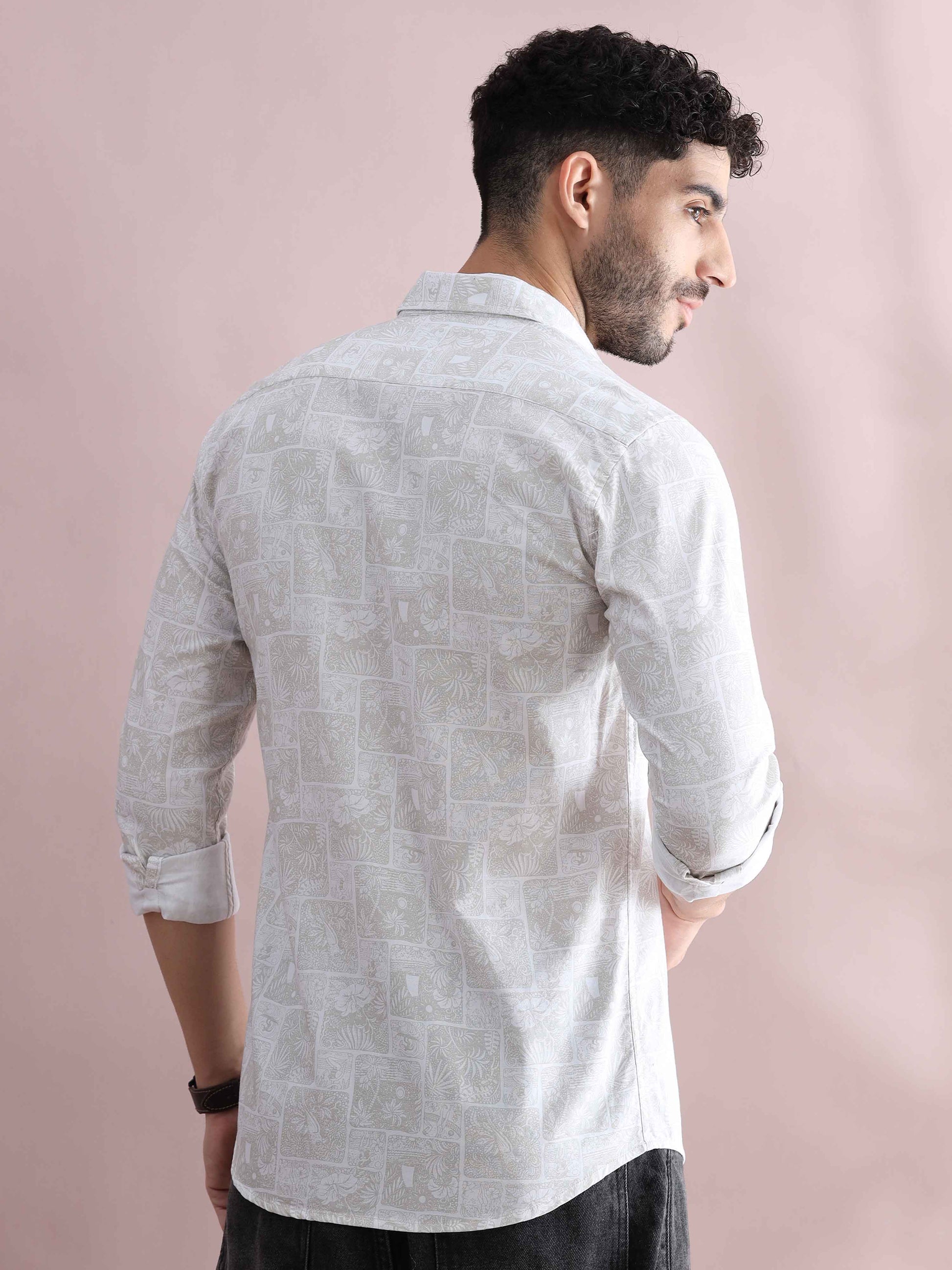  White Printed Shirt for Men