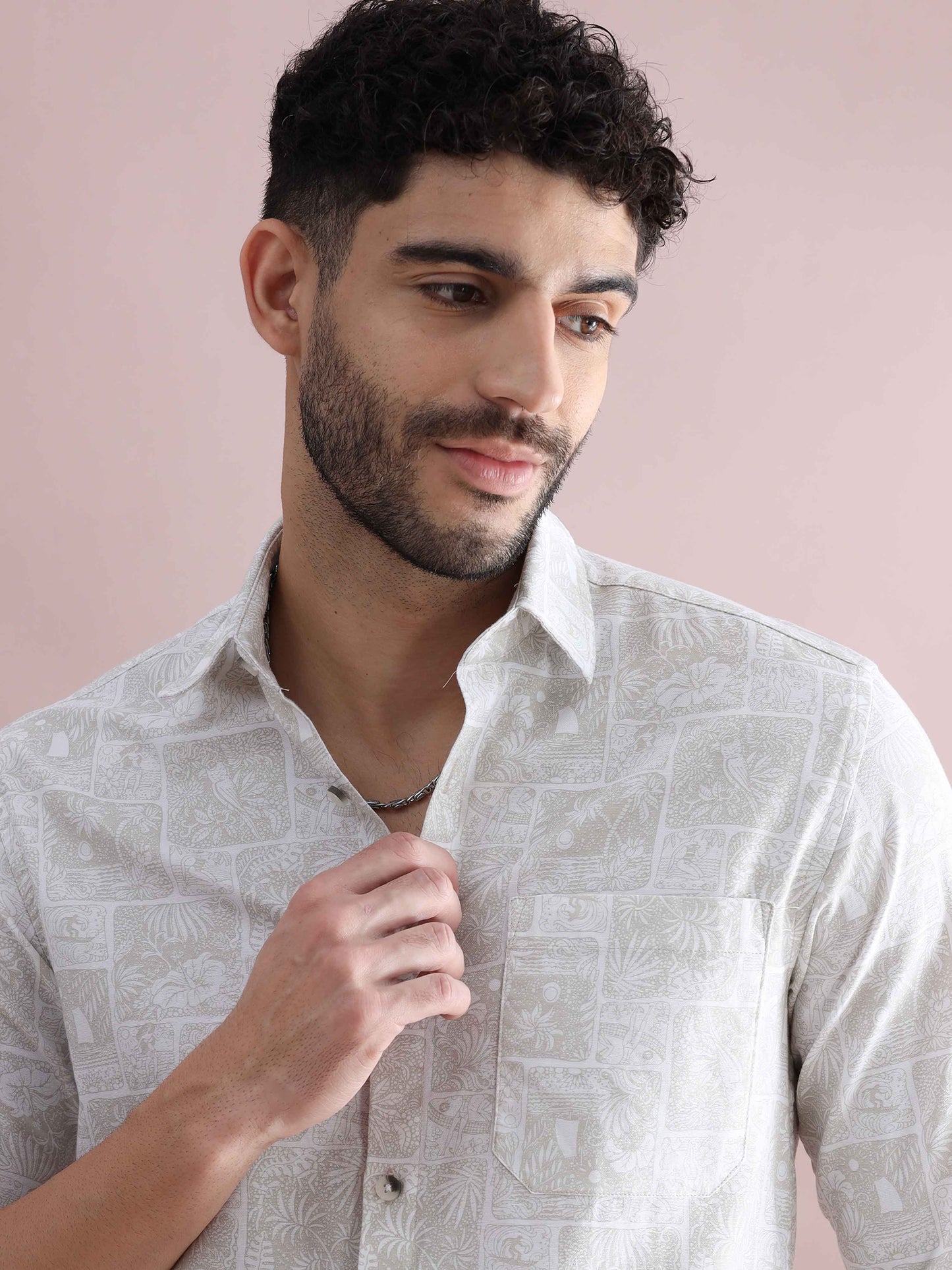  White Printed Shirt for Men