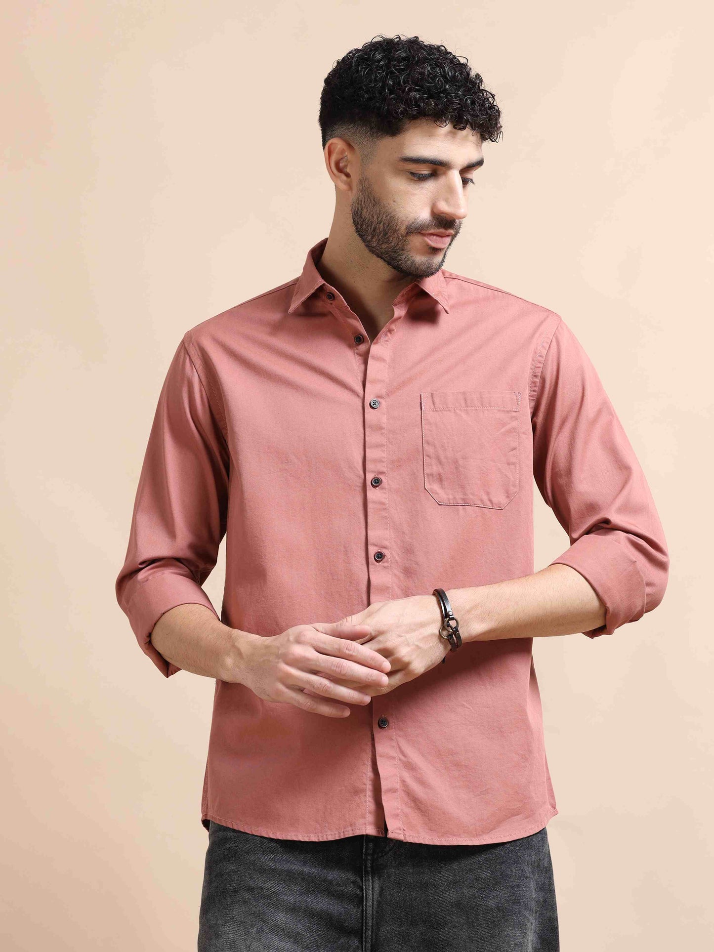 Mens Peach Colour Shirt