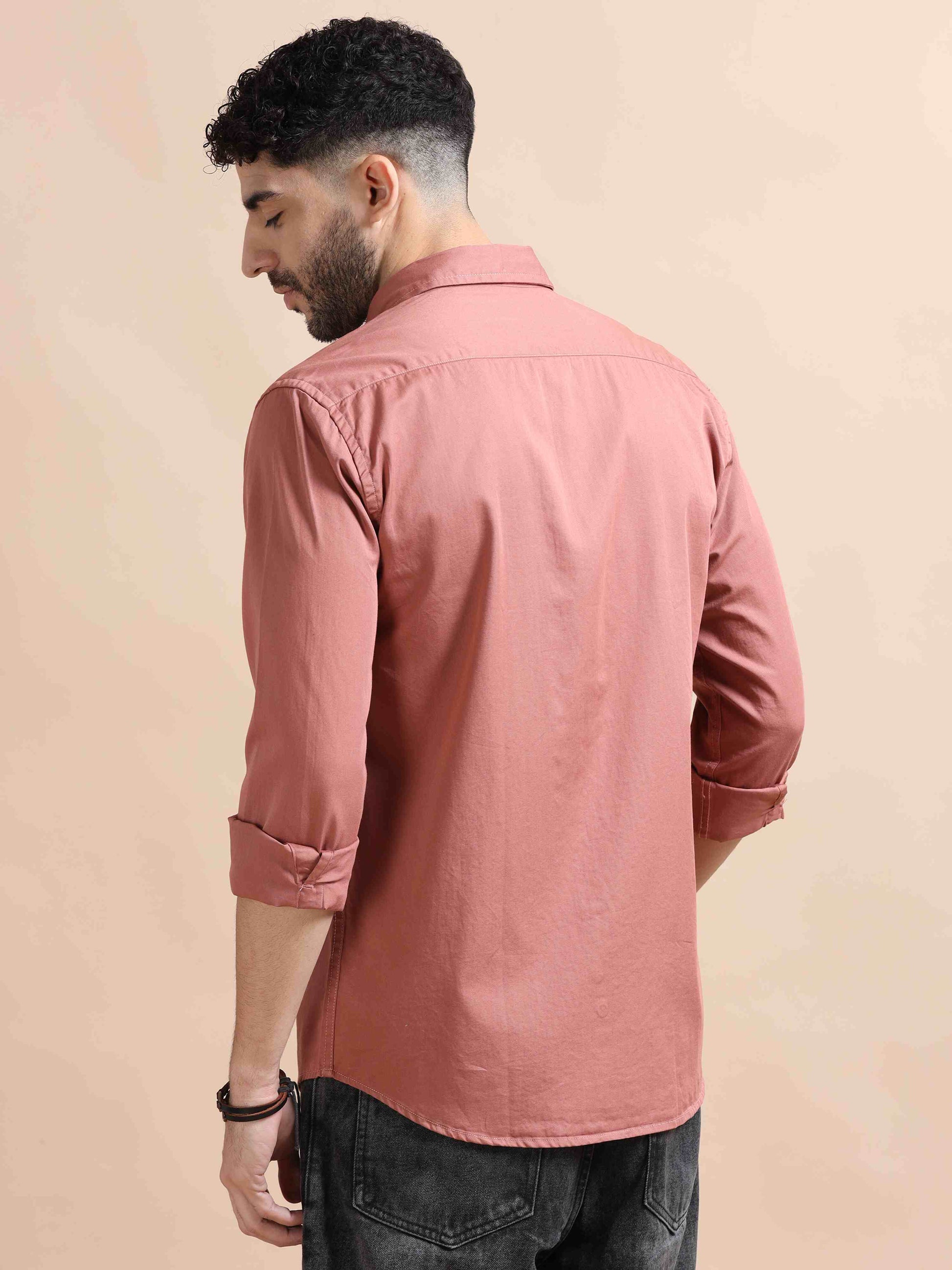 Mens Peach Colour Shirt