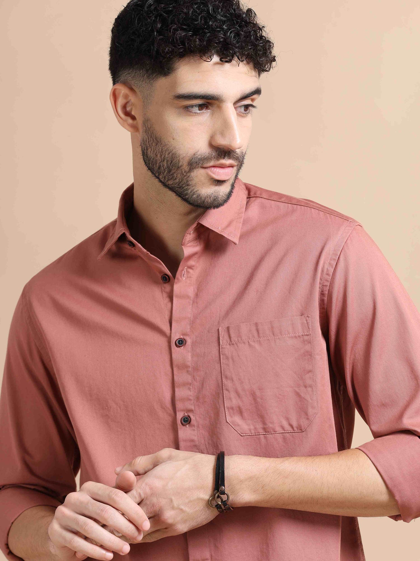 Mens Peach Colour Shirt