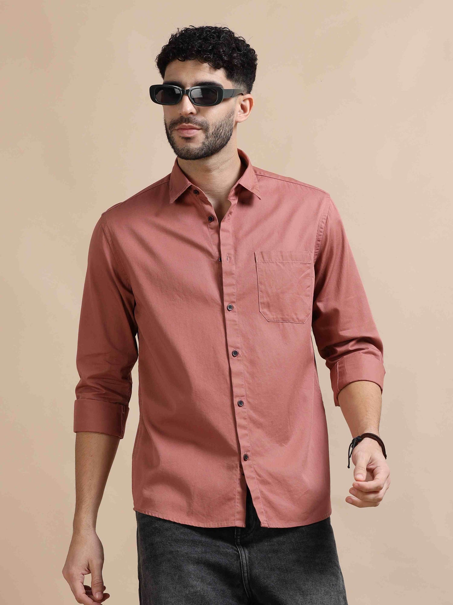 Mens Peach Colour Shirt