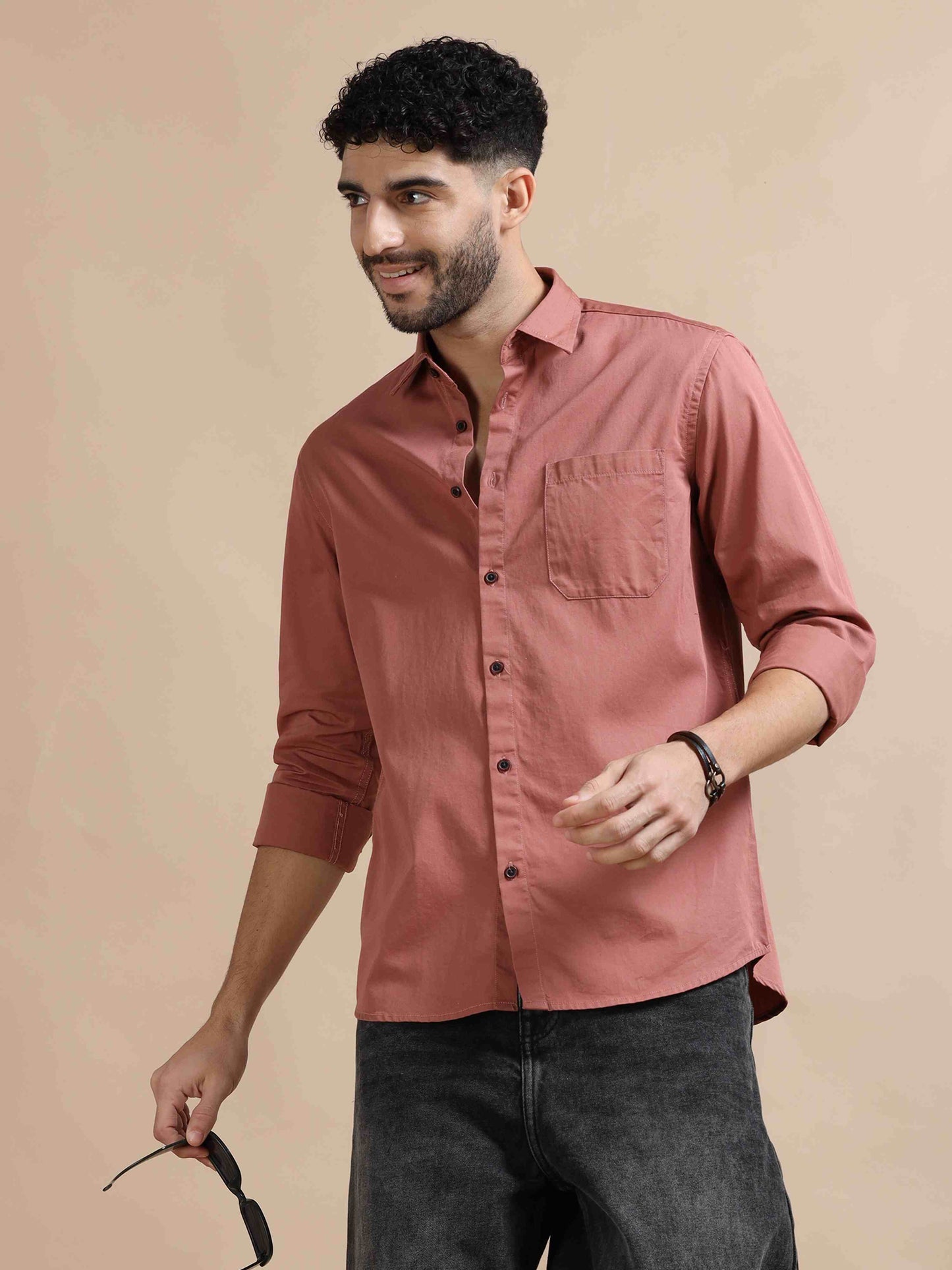 Mens Peach Colour Shirt