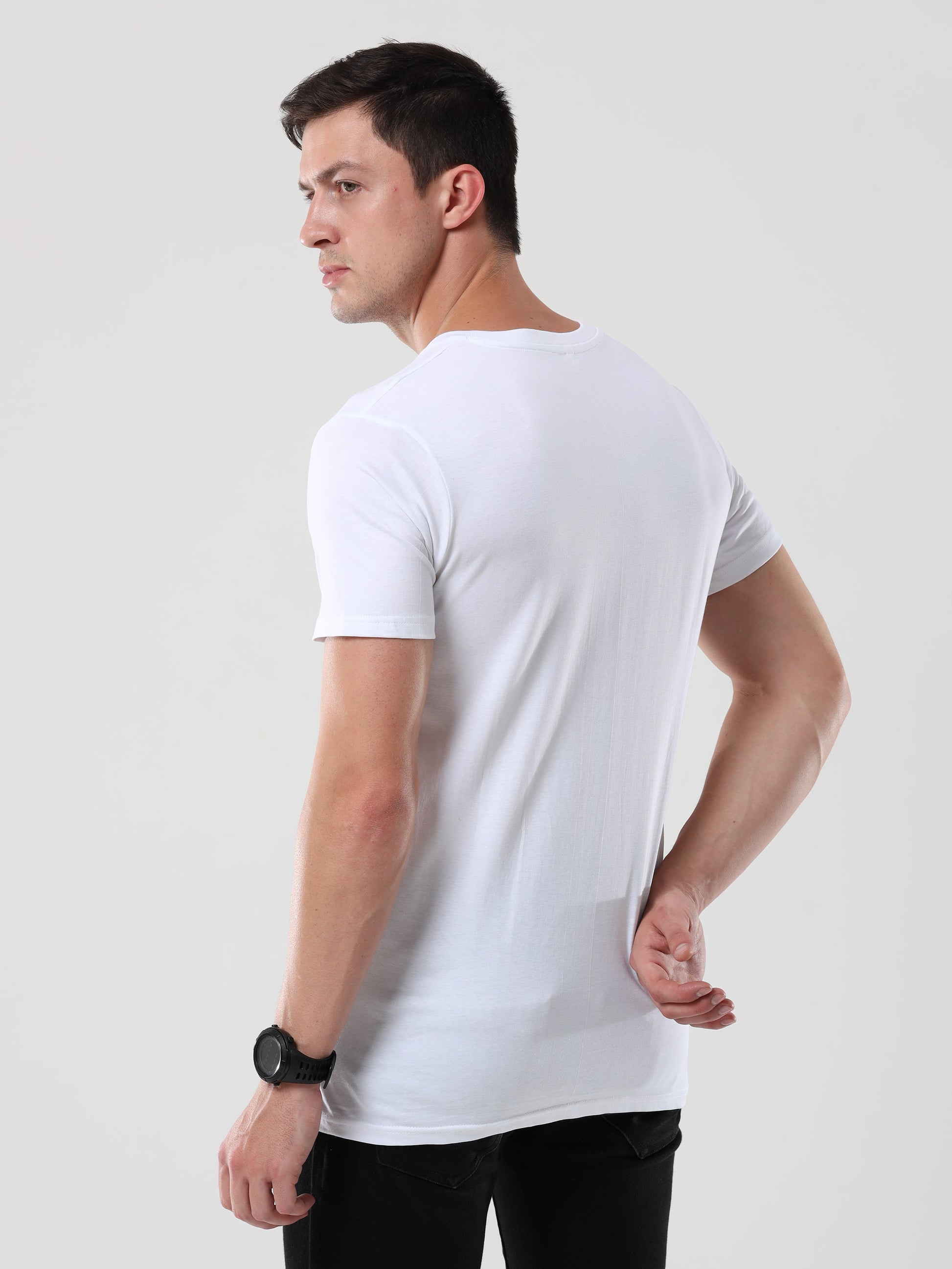 Mens White V Neck T Shirt