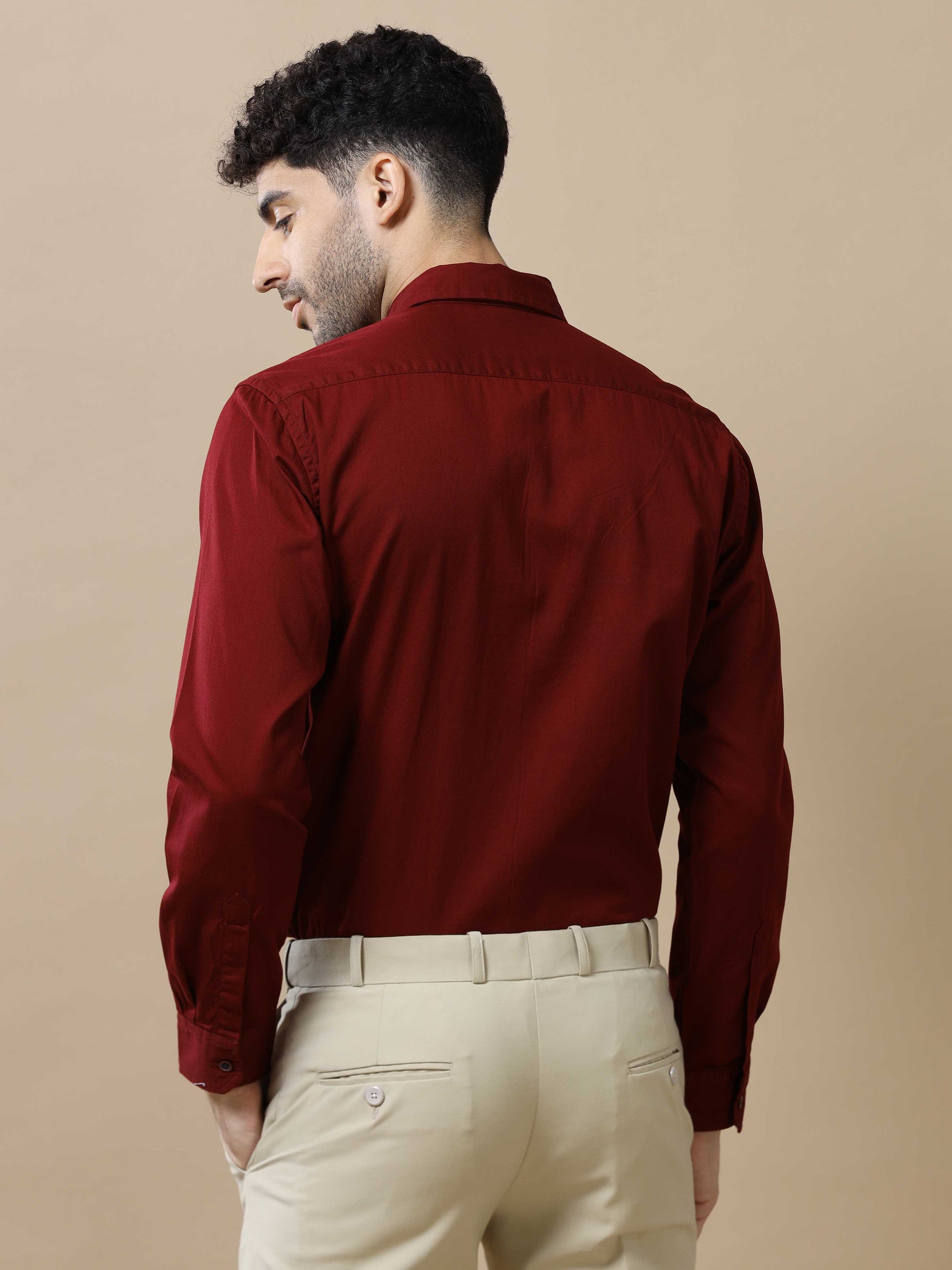 Cotton Maroon Shirt for Men