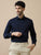 Navy Blue Solid Cotton Shirt