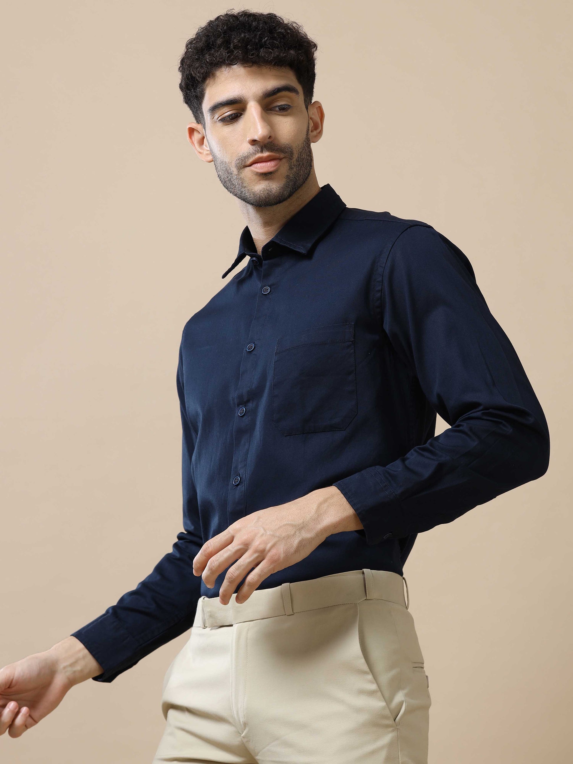 Solid Navy Blue Shirt for Men 