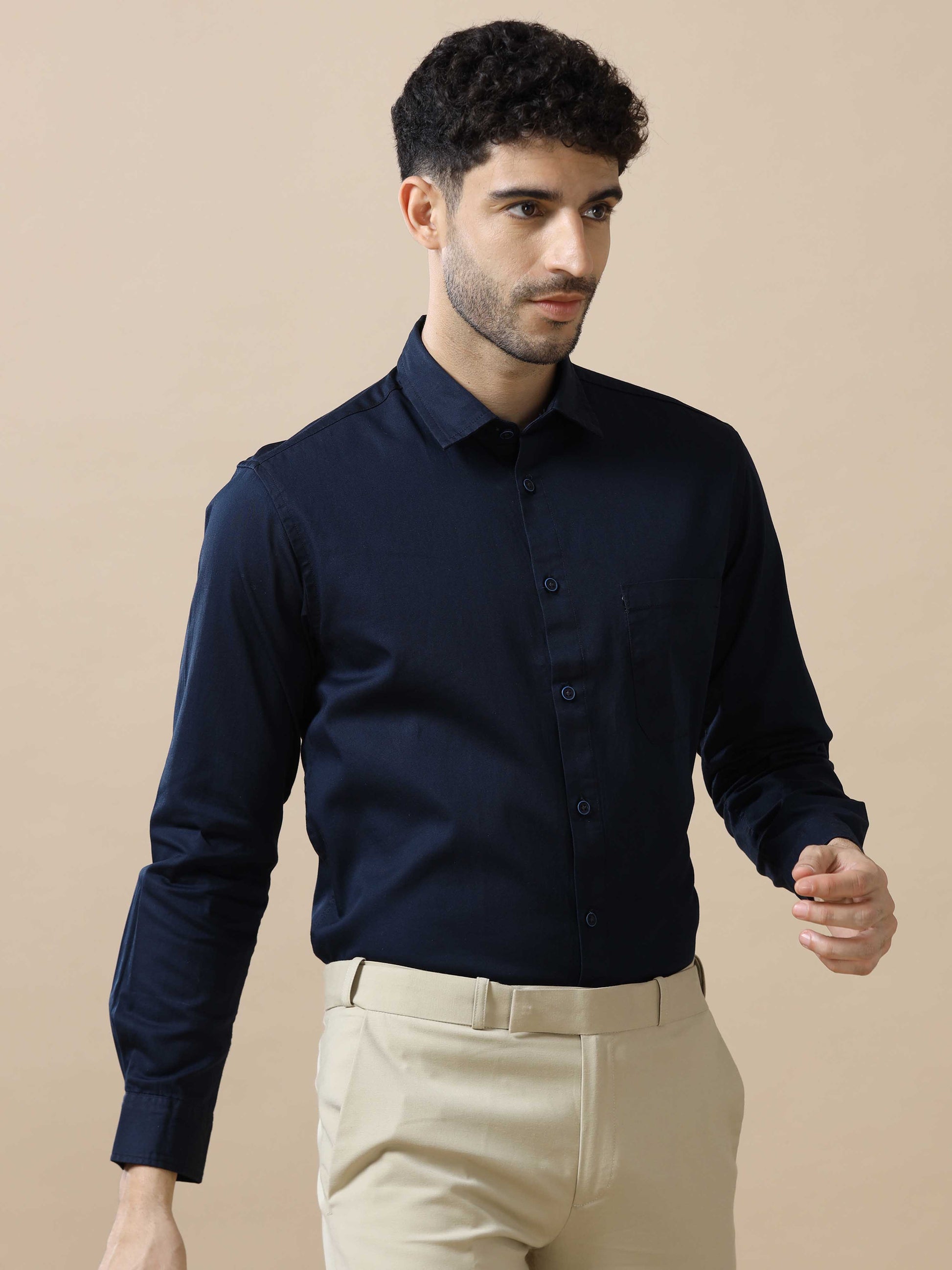 Solid Navy Blue Shirt for Men 