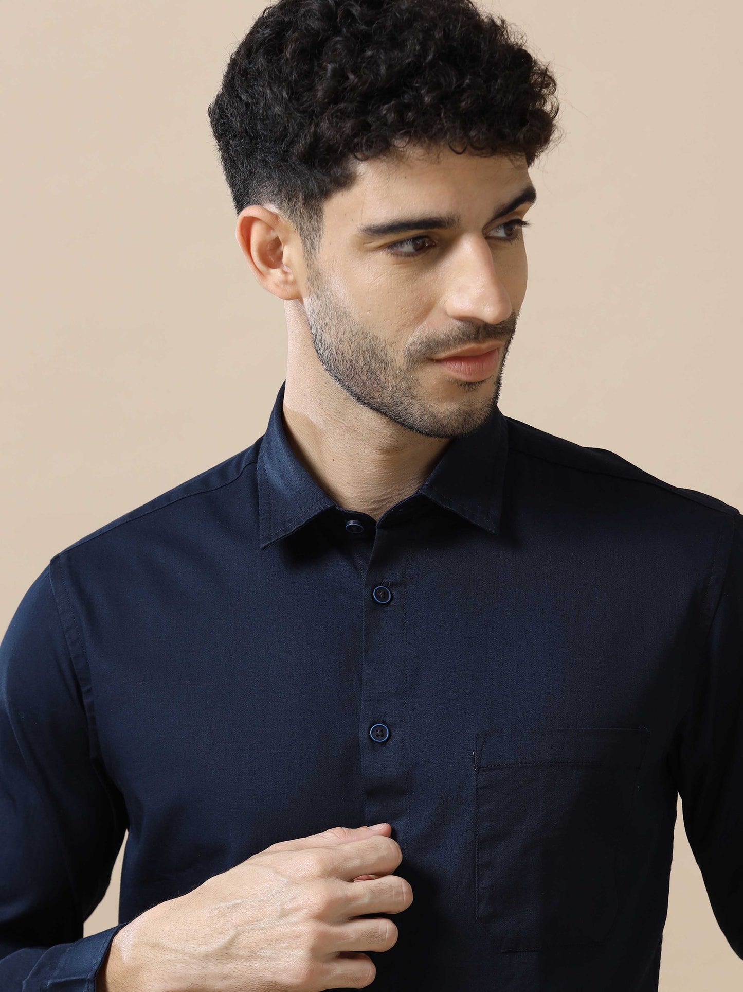 Solid Navy Blue Shirt for Men 