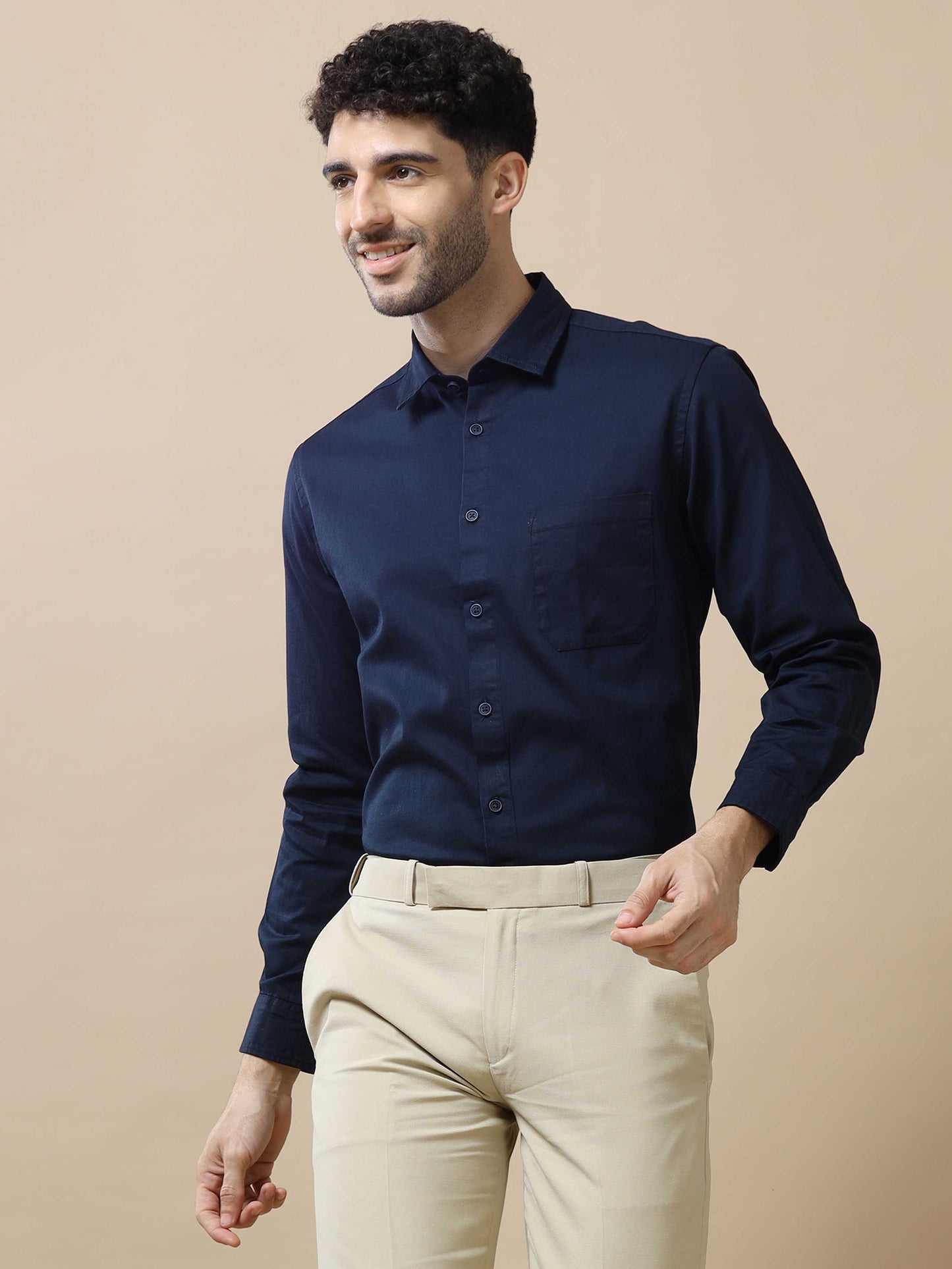 Solid Navy Blue Shirt for Men 