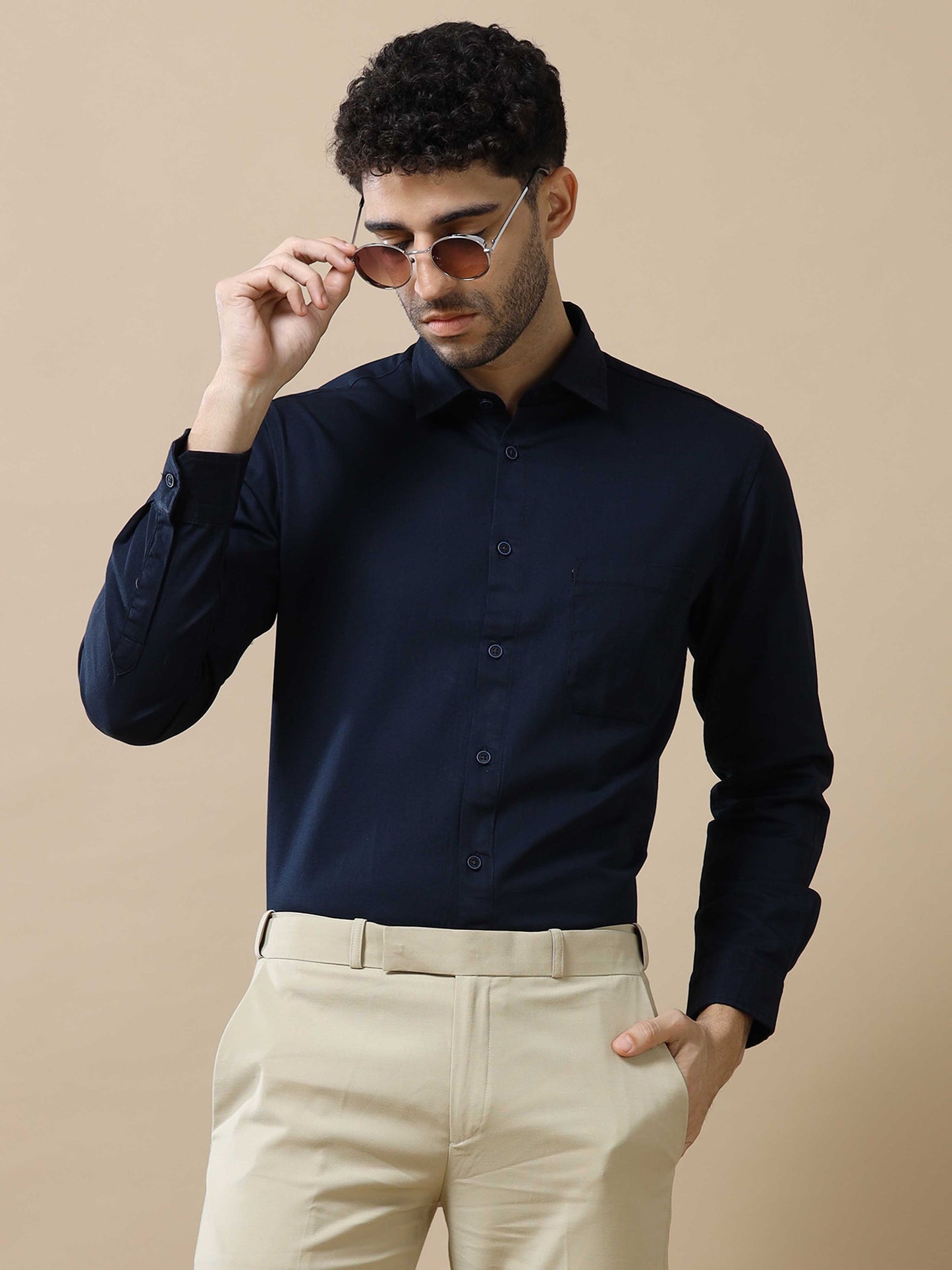 Solid Navy Blue Shirt for Men 