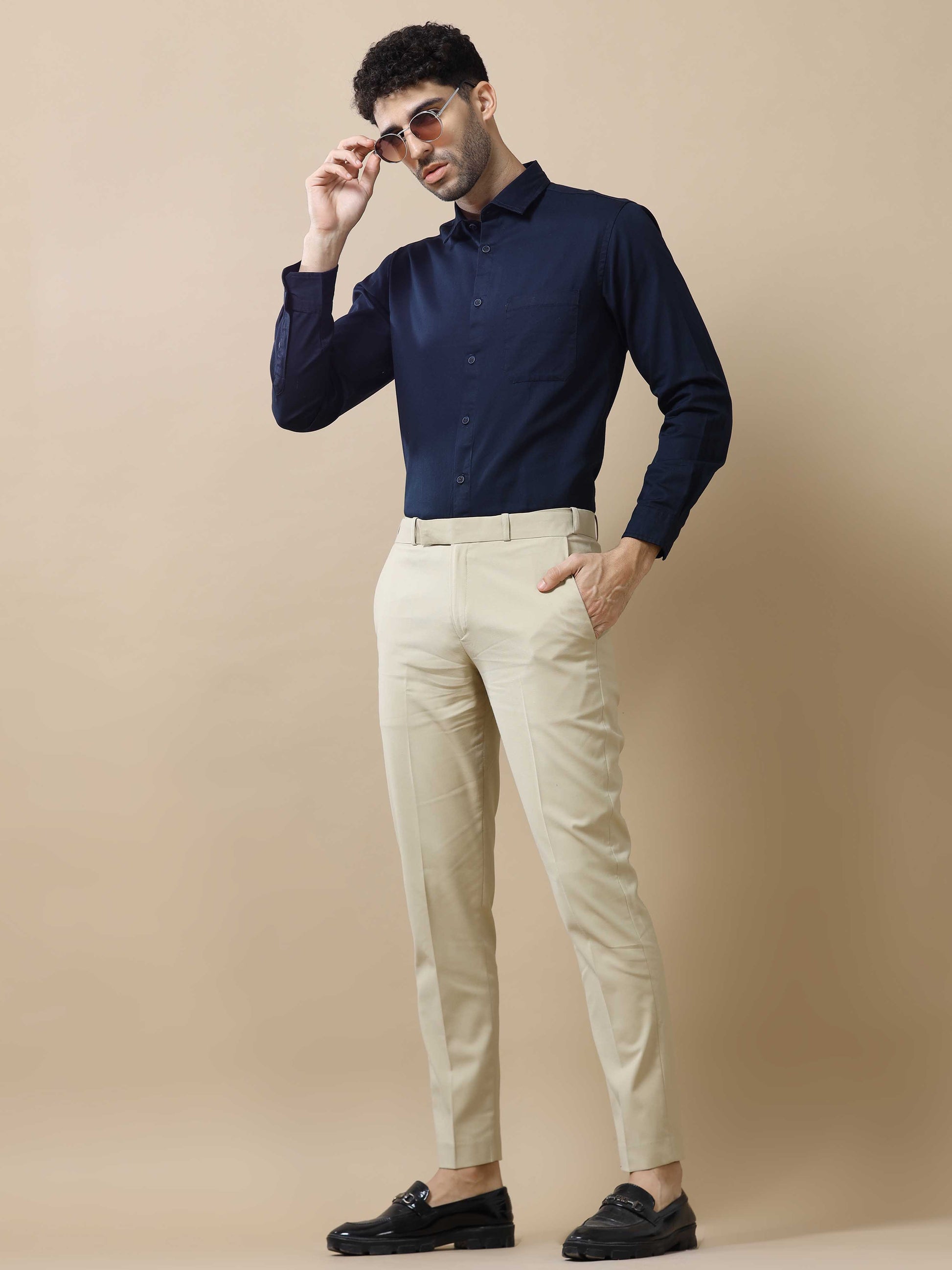 Solid Navy Blue Shirt for Men 