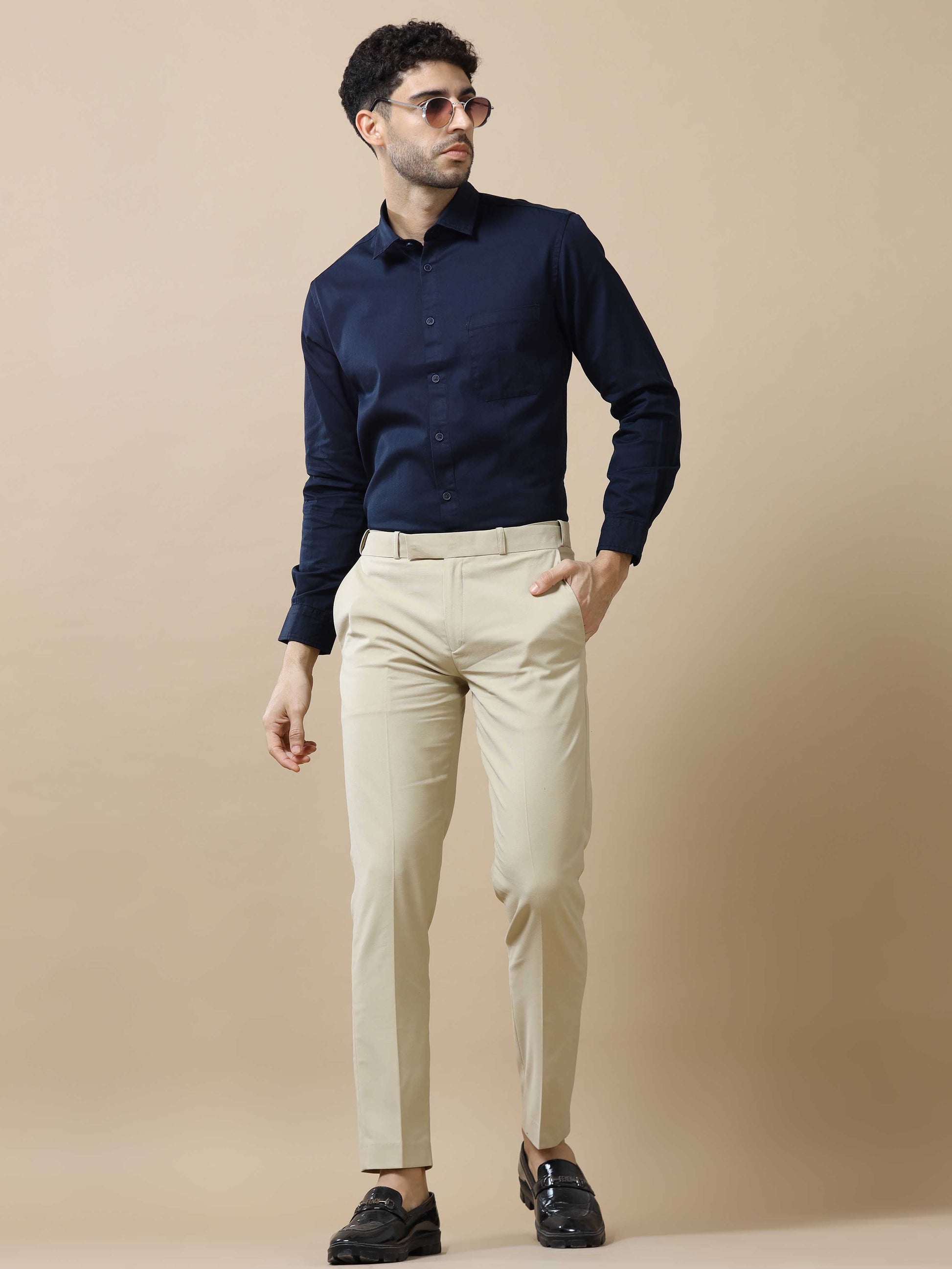 Solid Navy Blue Shirt for Men 