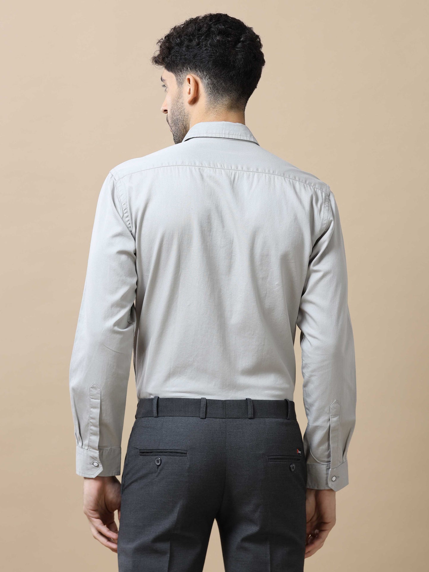 Grey Solid Cotton Shirt