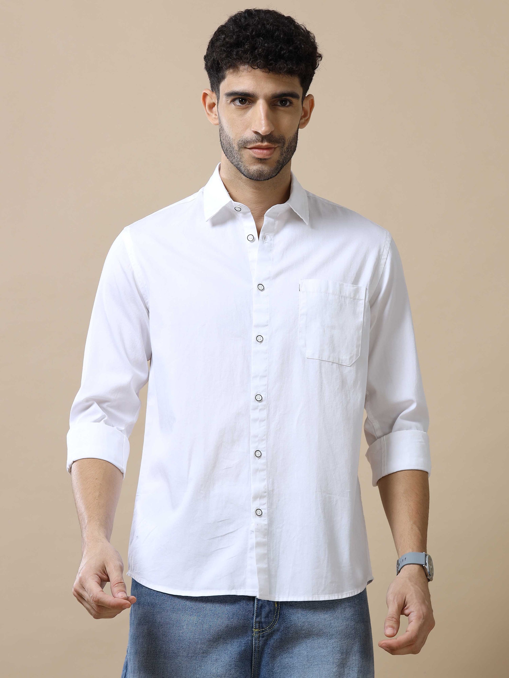 Mens White Cotton Shirt 