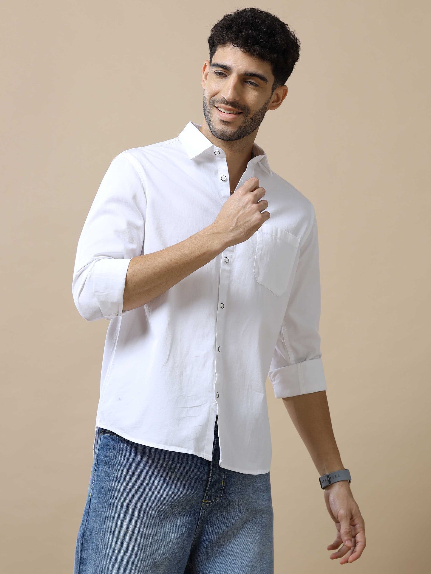 Mens White Cotton Shirt 