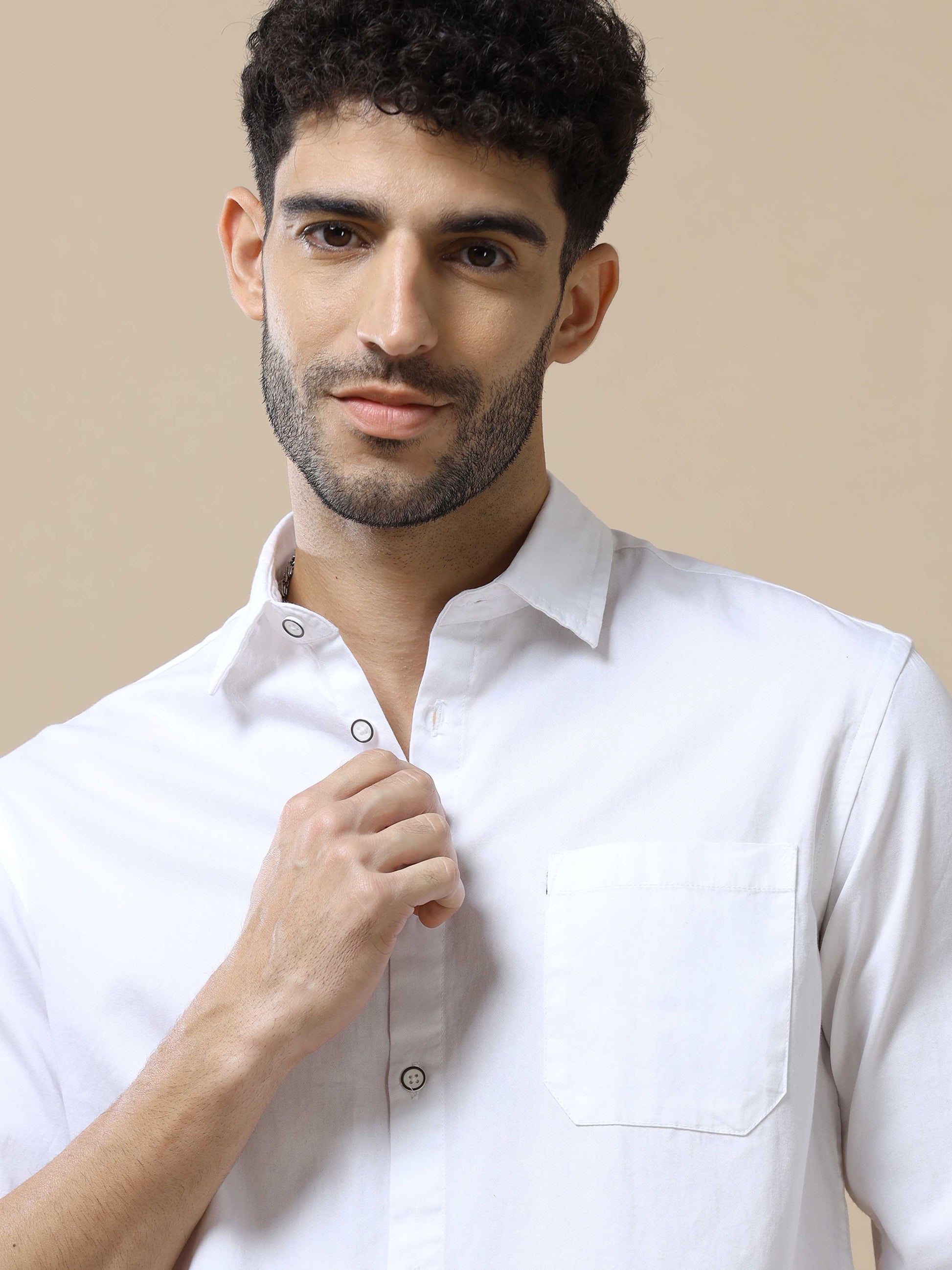 Mens White Cotton Shirt 