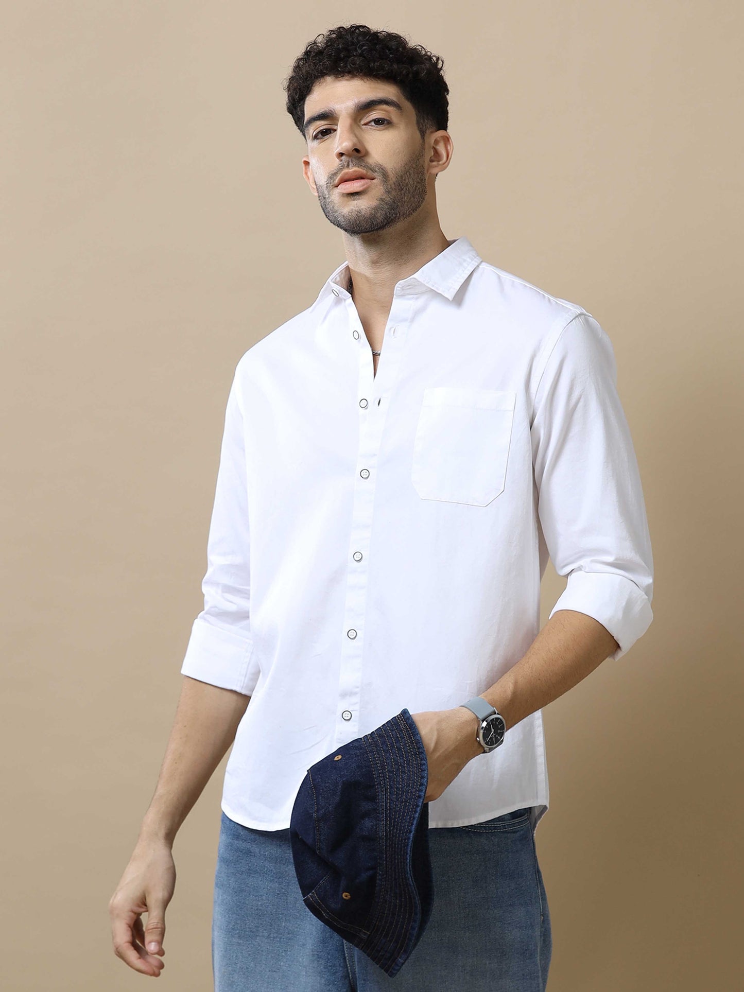 Mens White Cotton Shirt 