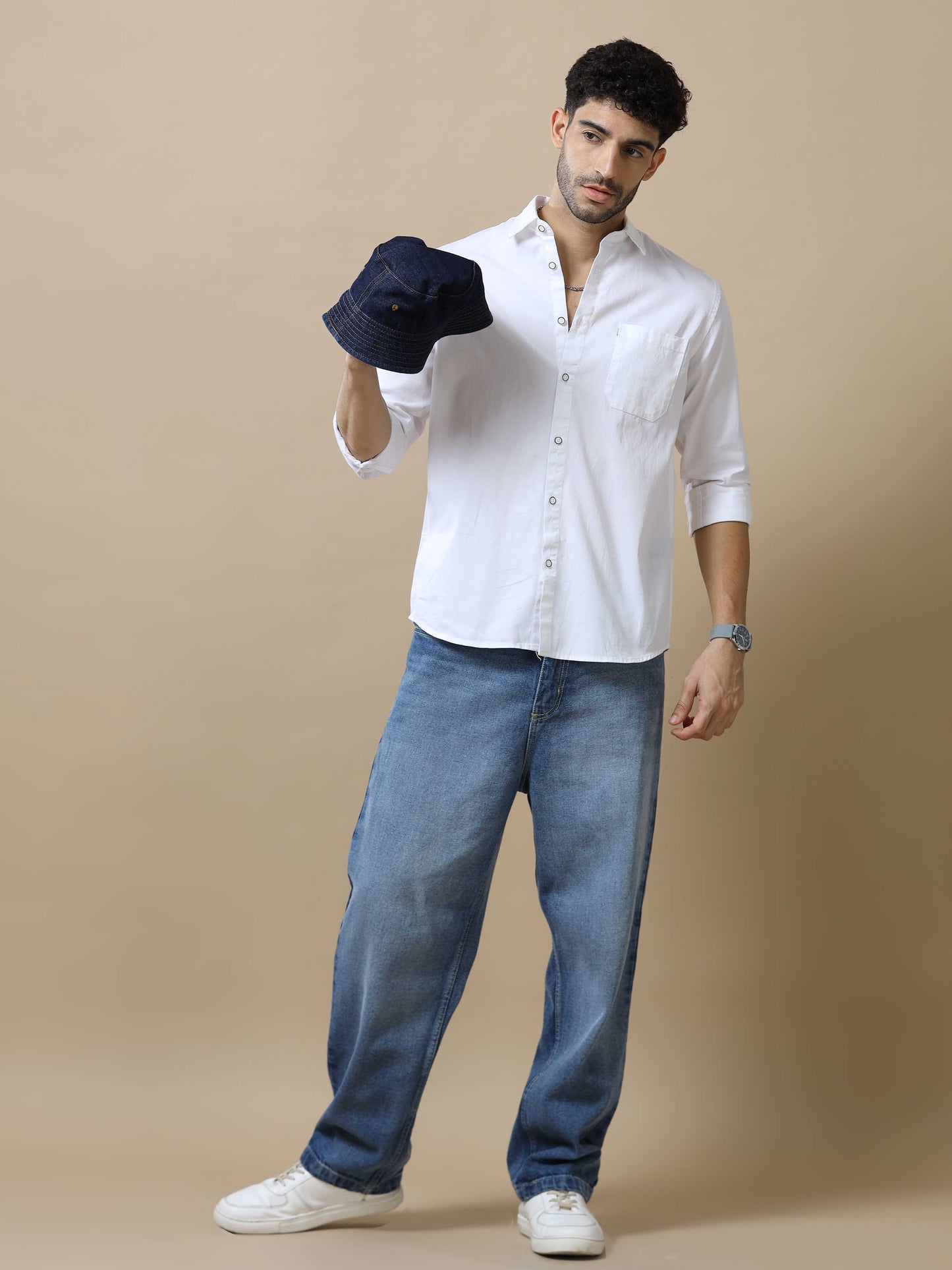 Mens White Cotton Shirt 