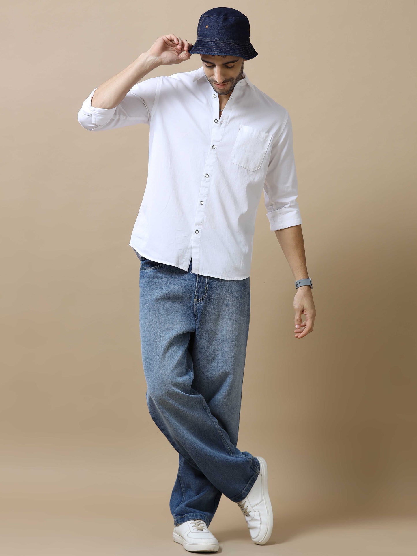 Mens White Cotton Shirt 