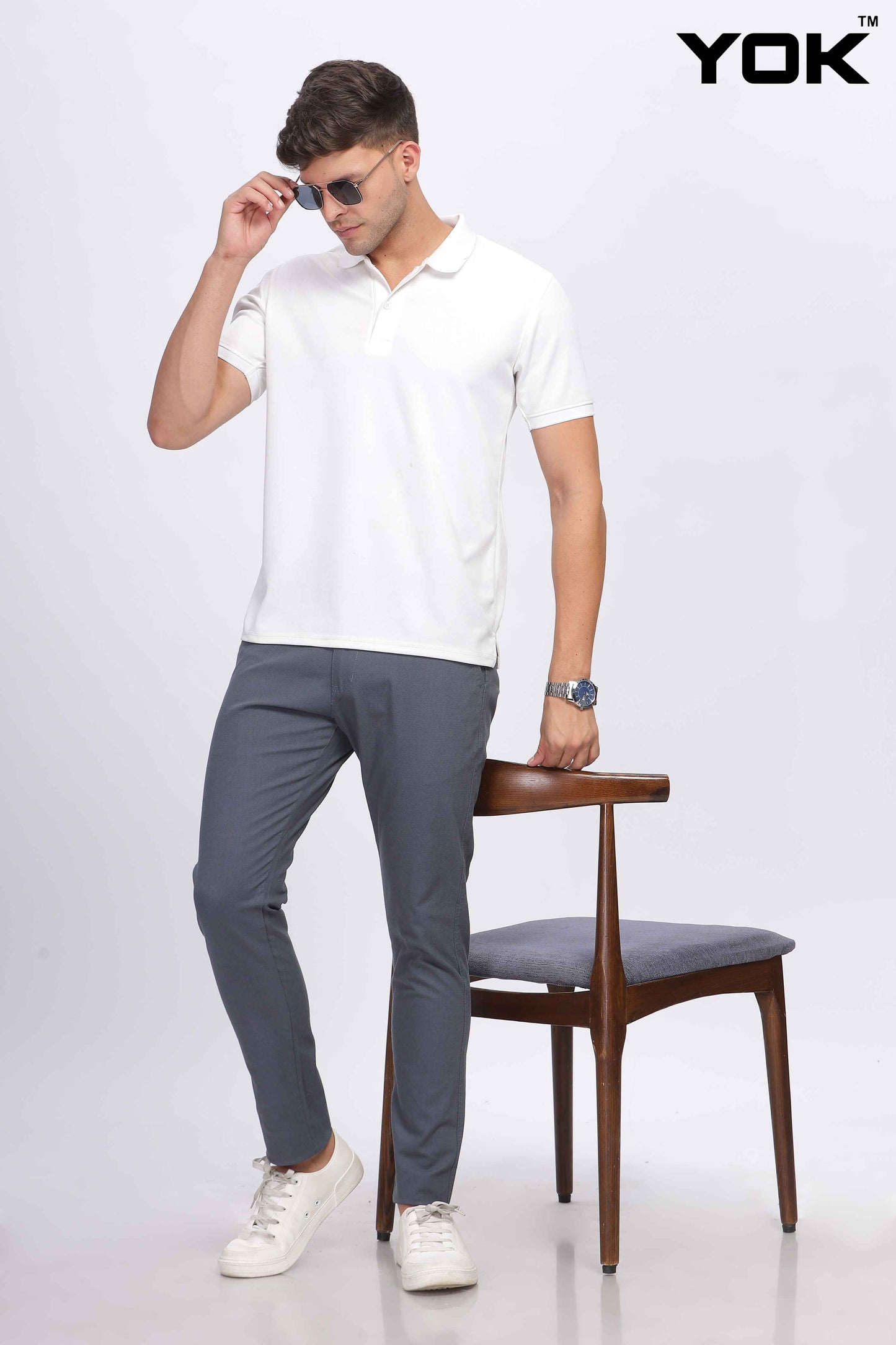 YOK Men Dark Grey Chinos Trouser