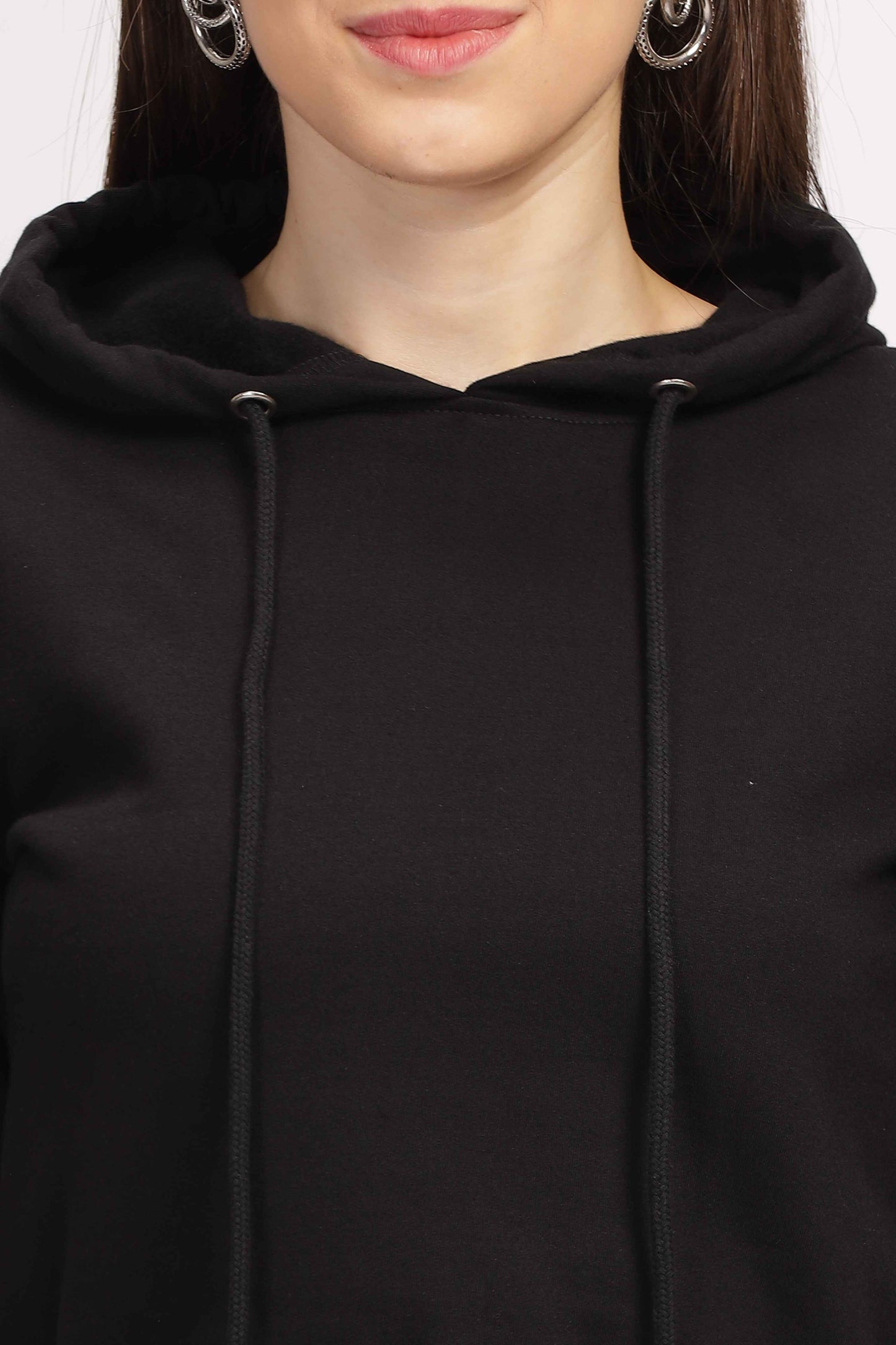 Womens Black Cropped Hoodie