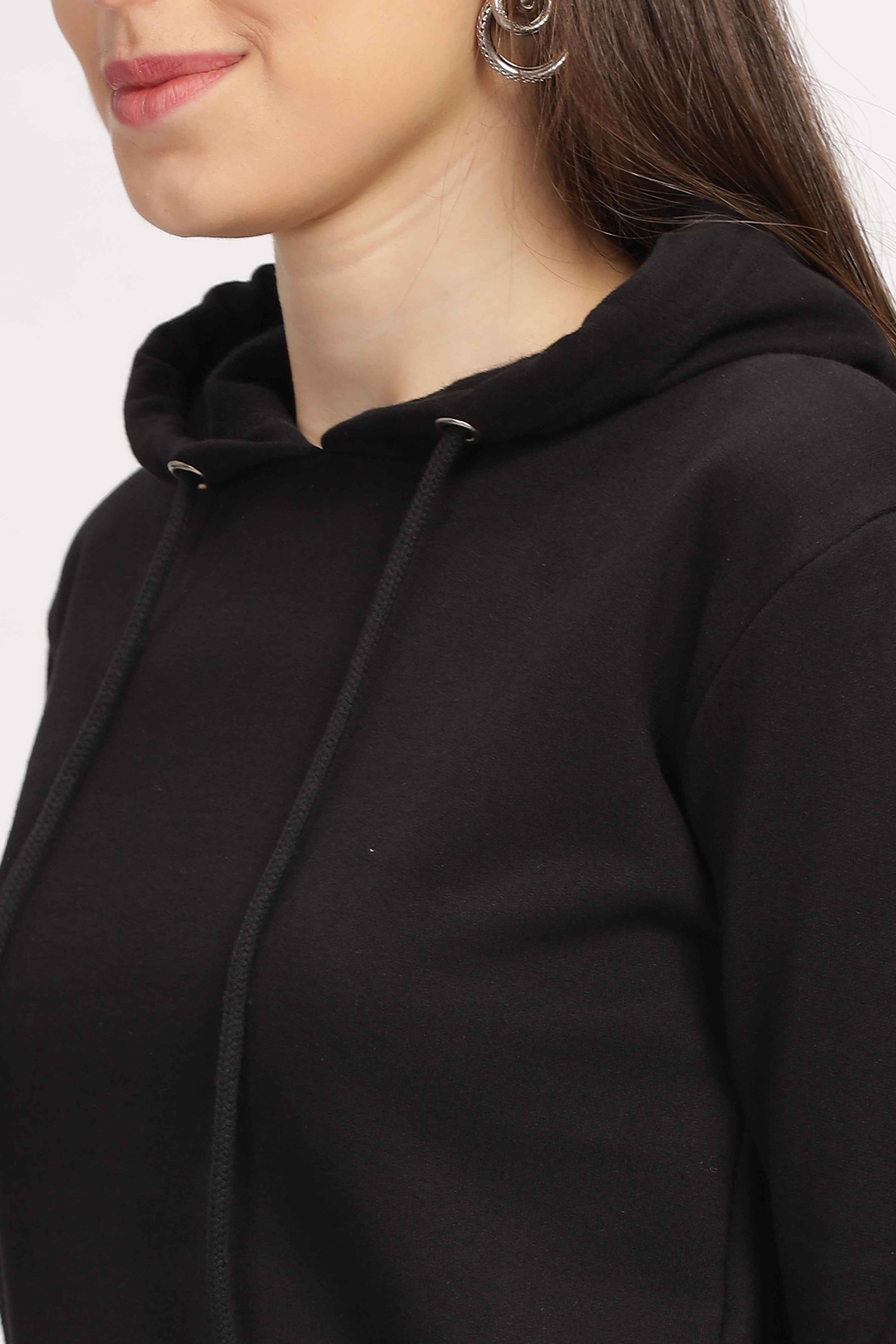 Womens Black Cropped Hoodie