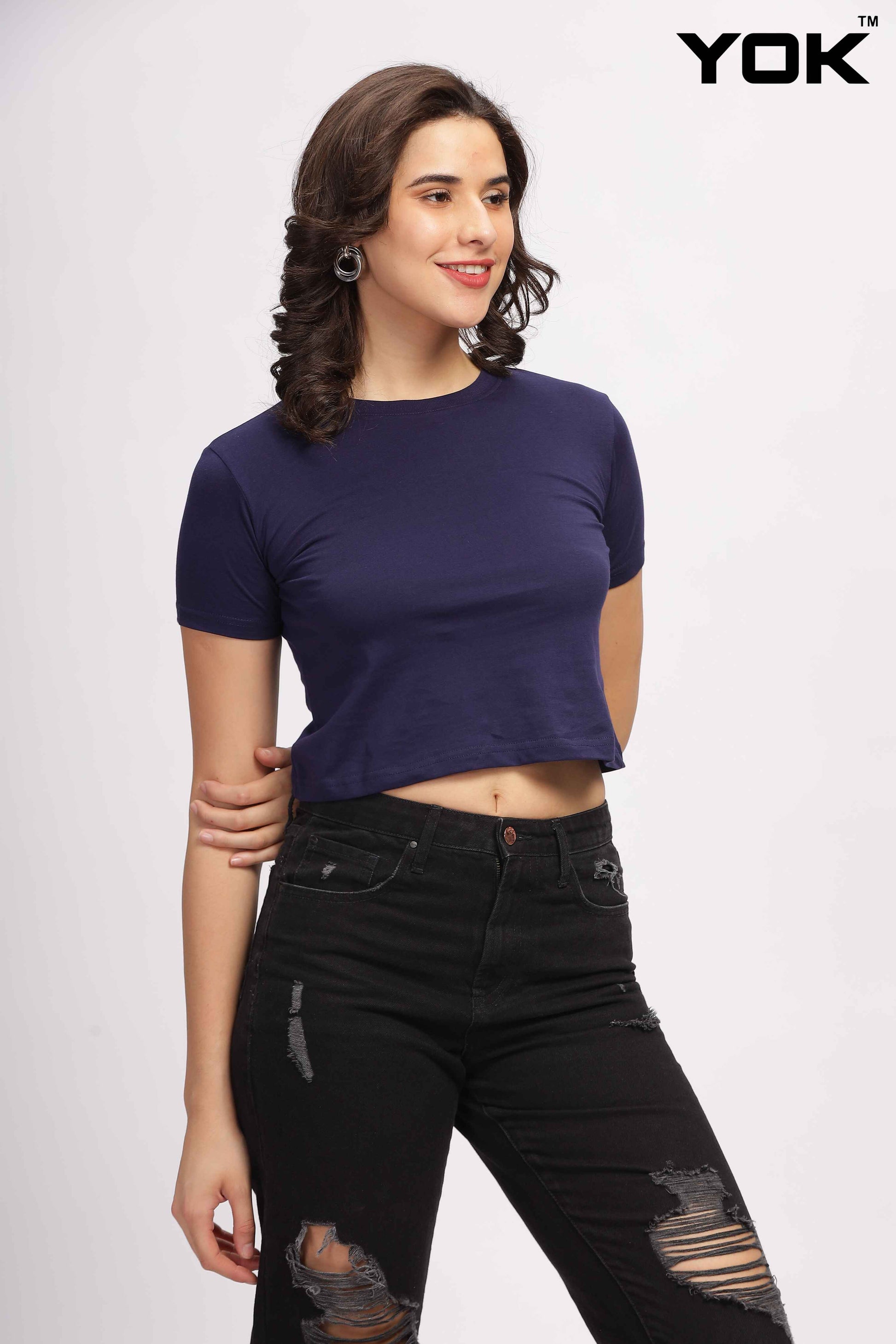  Womens Navy Blue Crop Top 