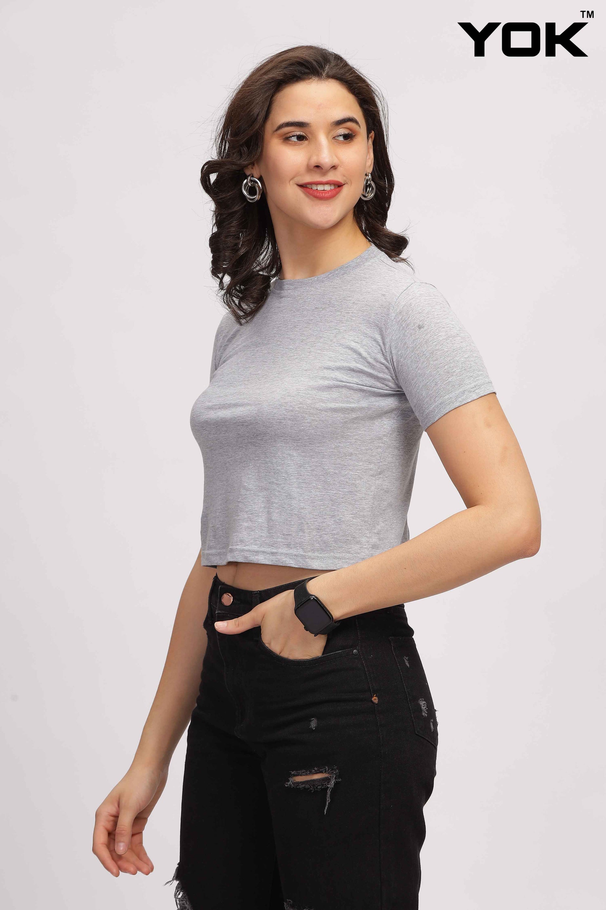 Womens Grey Crop Top