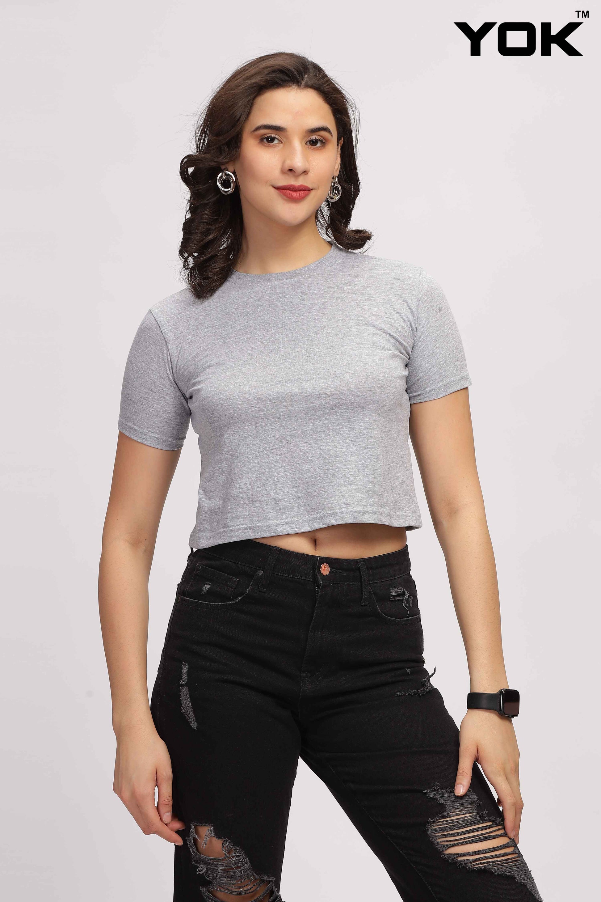 Womens Grey Crop Top