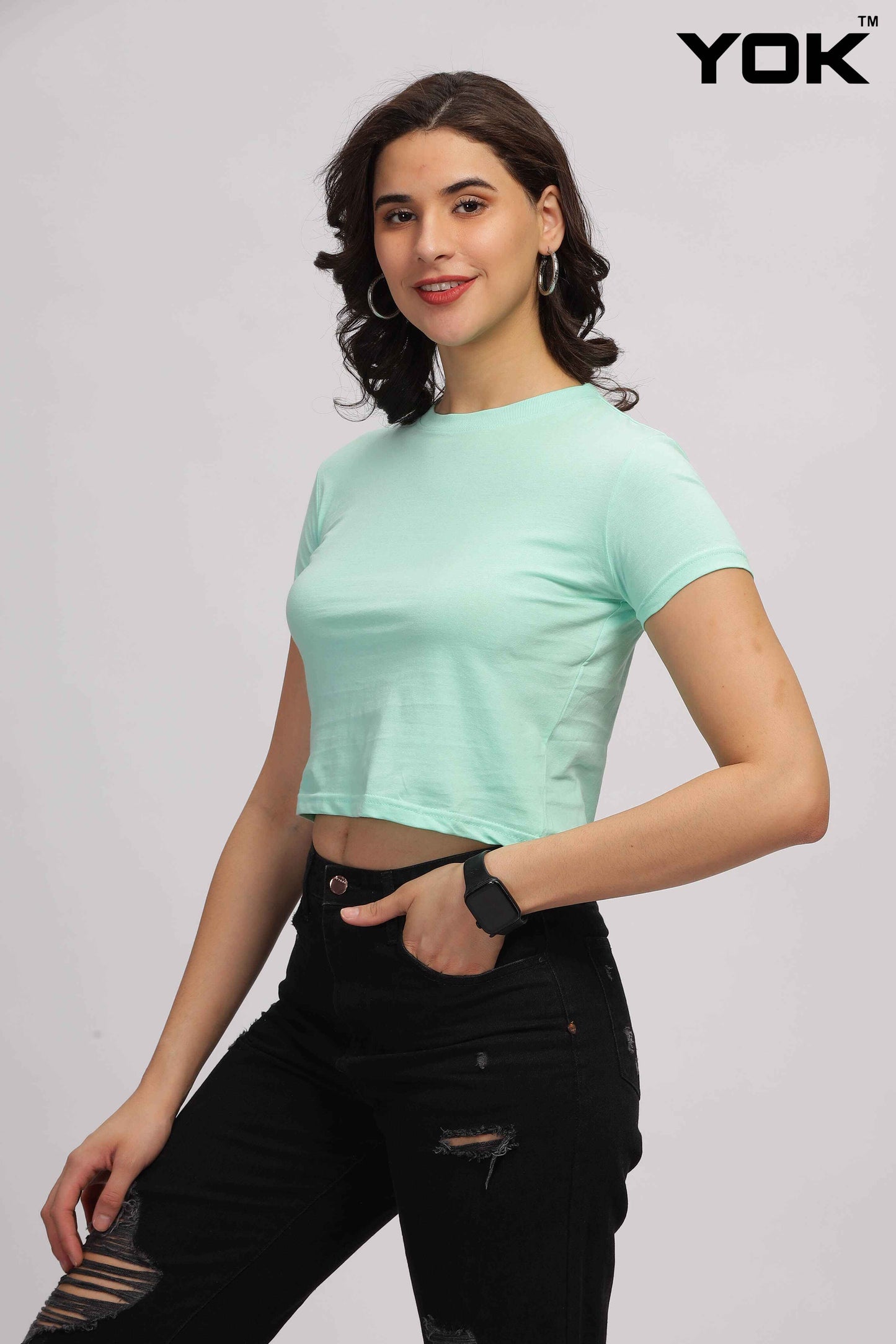 Green Cropped Top for Women