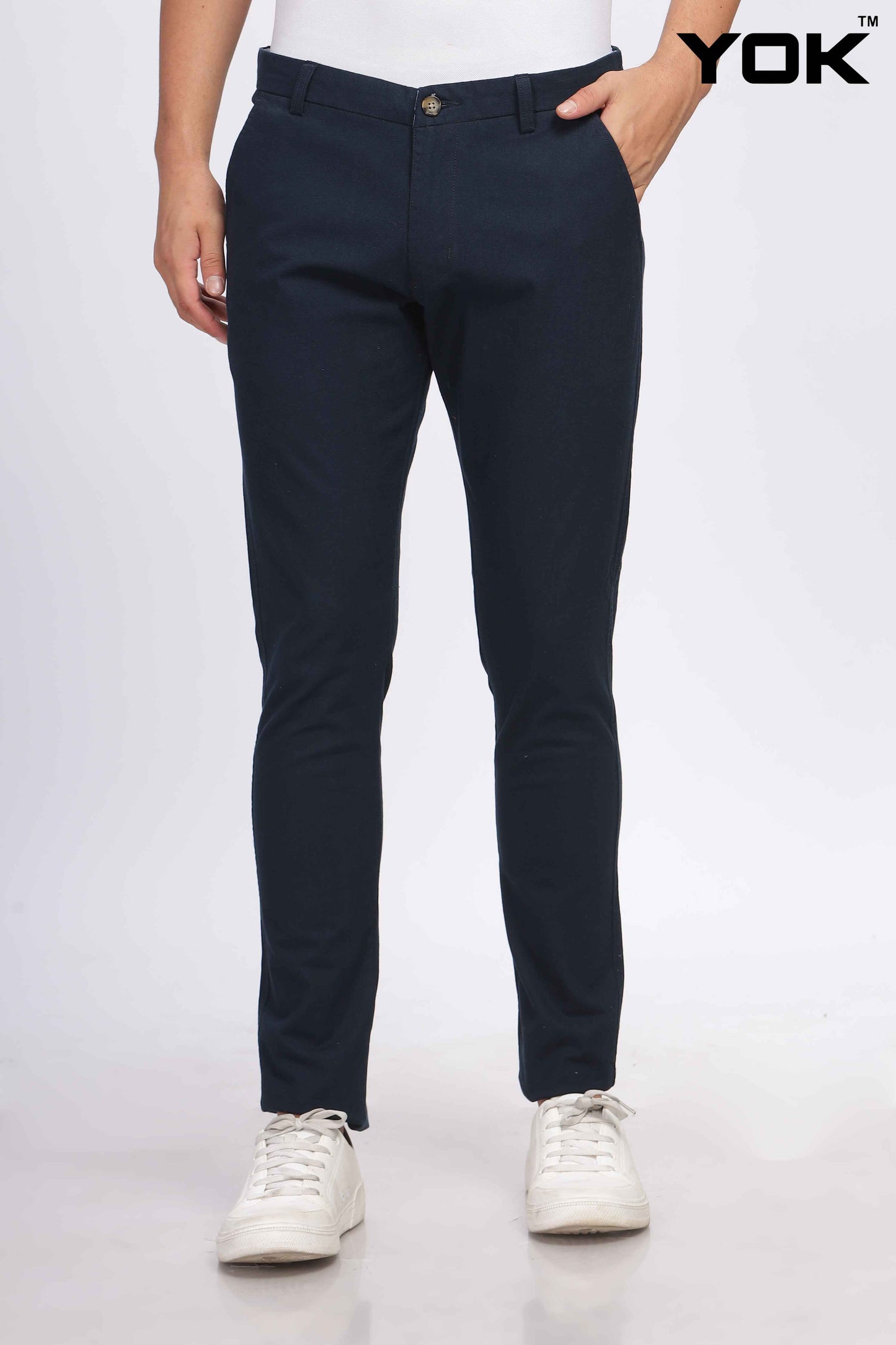 Navy Blue Chino Trousers for Men