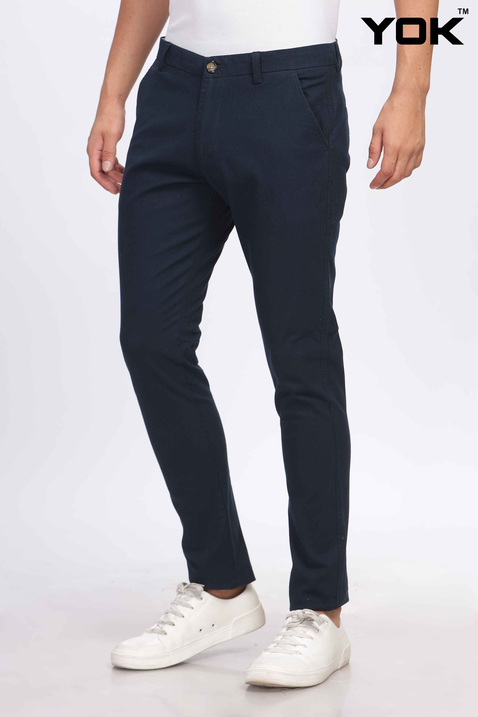 Navy Blue Chino Trousers for Men