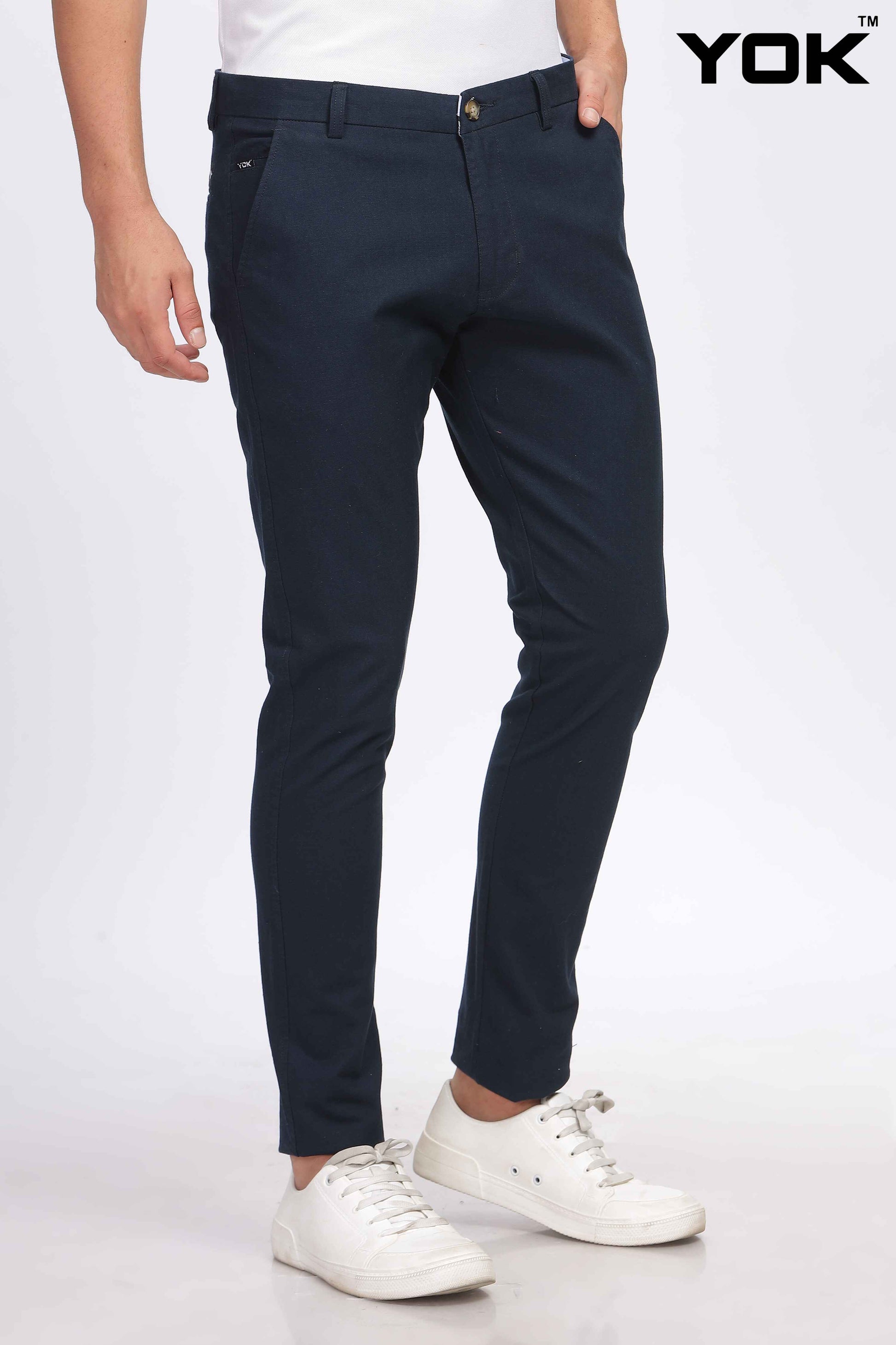 Navy Blue Chino Trousers for Men