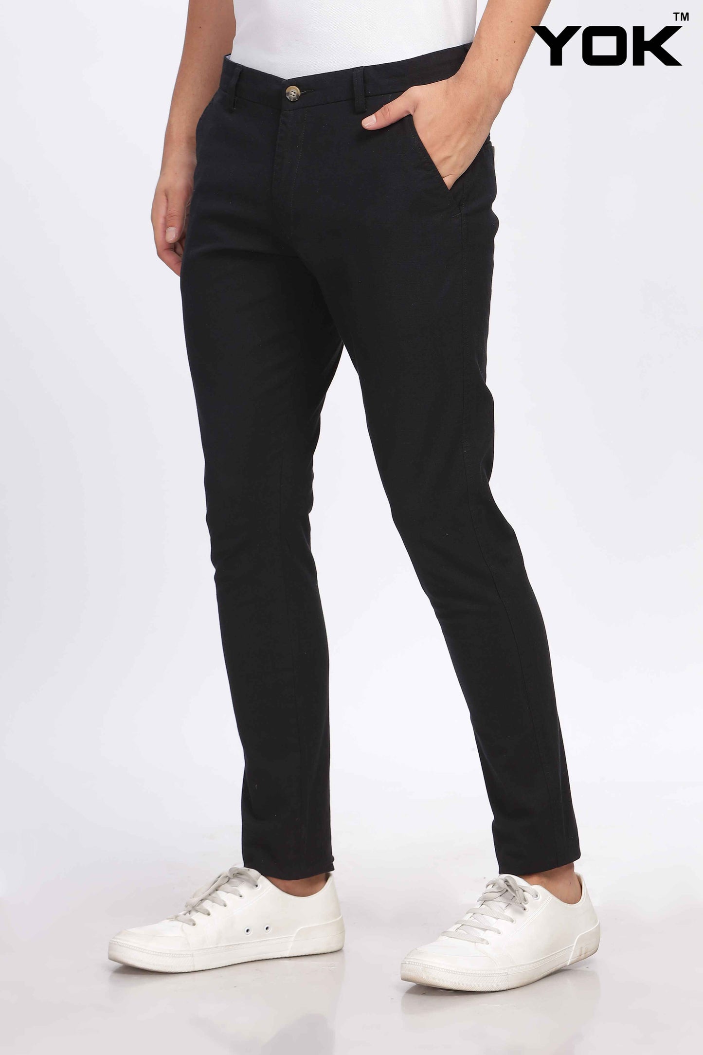 YOK Men Black Chinos Trouser