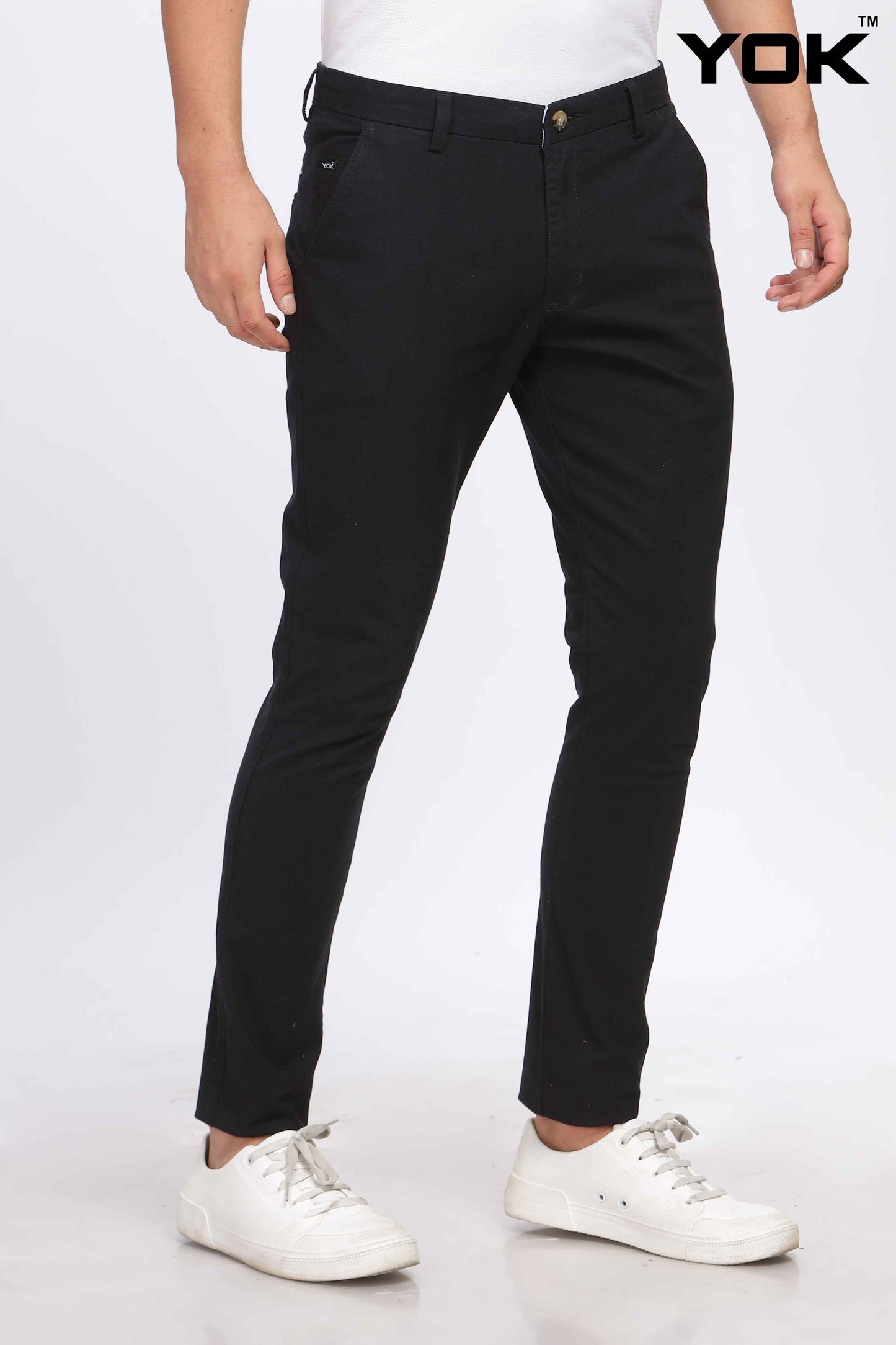 YOK Men Black Chinos Trouser