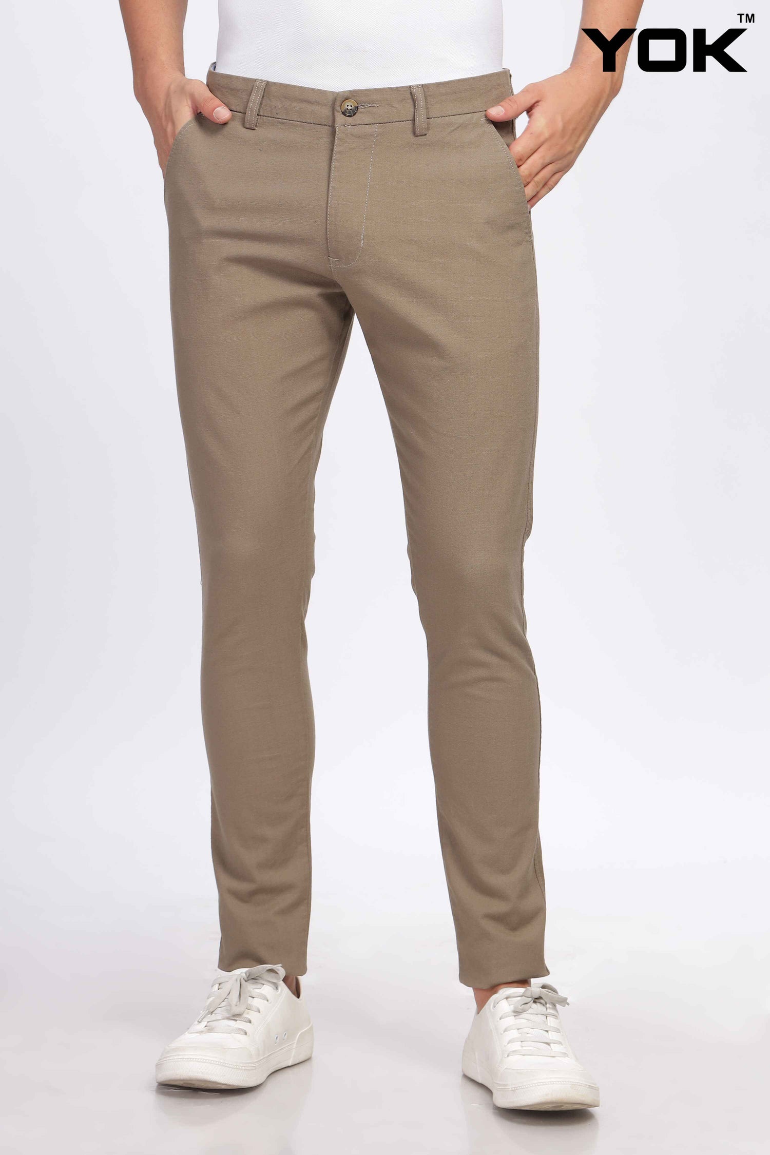 Khaki Chinos Trousers for Men 