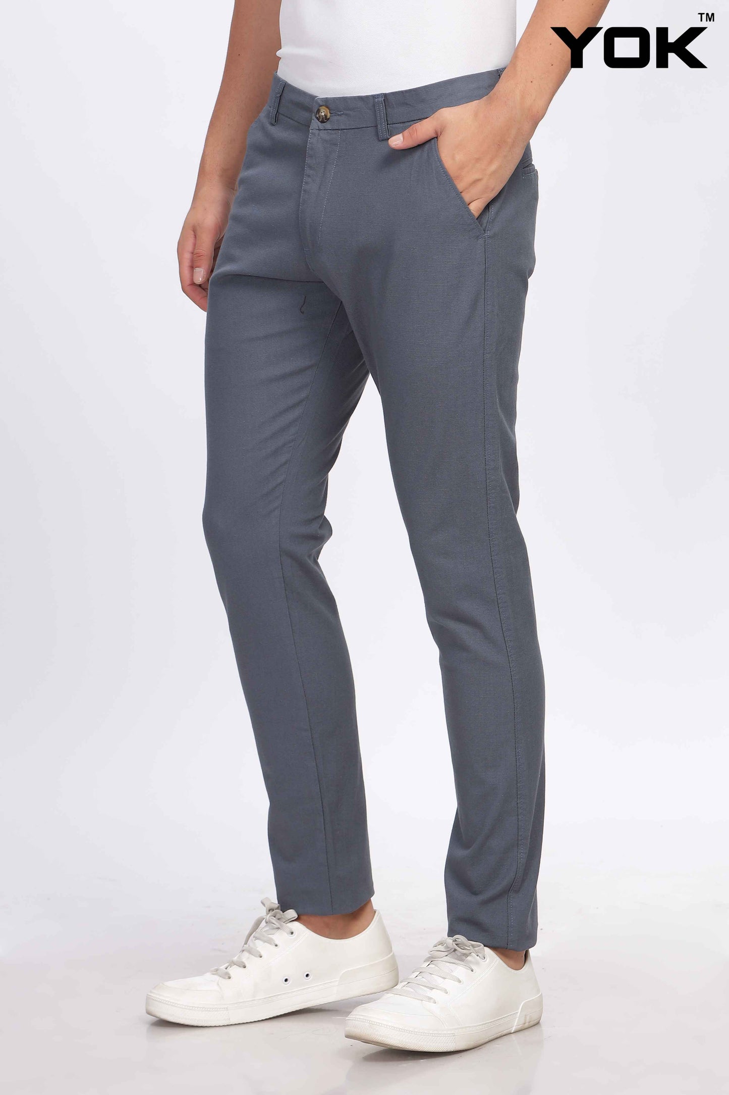 YOK Men Dark Grey Chinos Trouser